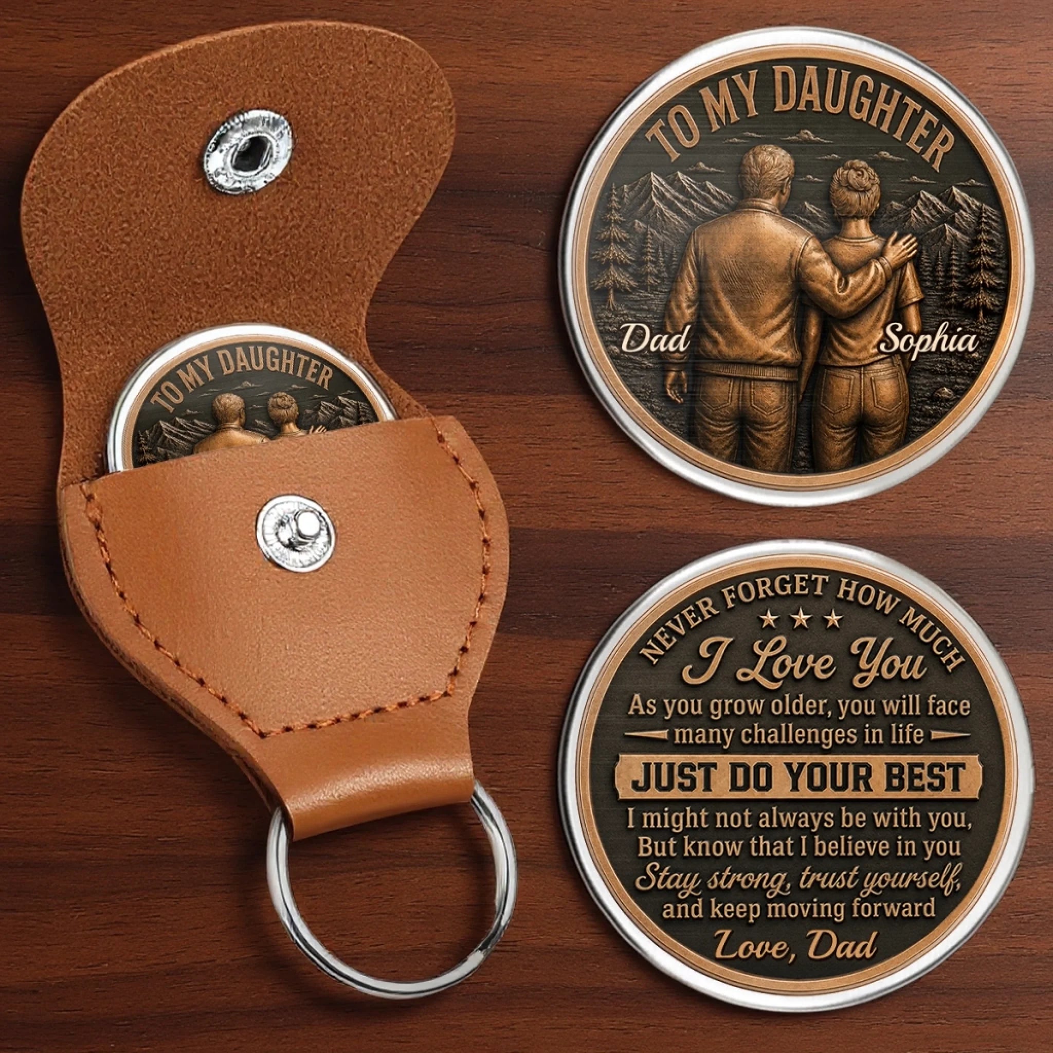 Custom Pocket Hug Personalized Birthday Gift for Daughter from Dad Your Biggest Fan Keepsake