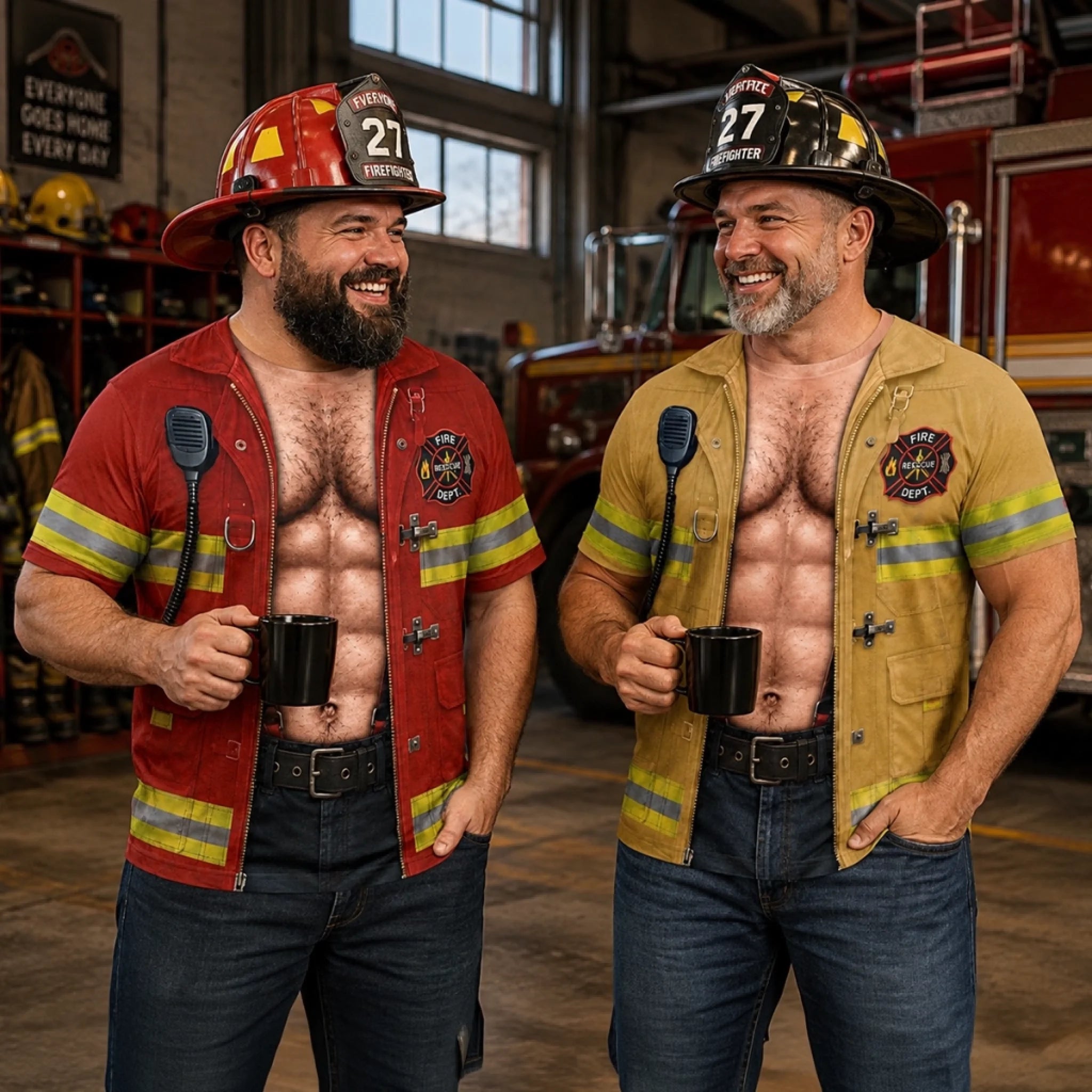 Custom Funny Firefighter In Action Mode AOP T-Shirt, Personalized Birthday Gift for Dad Husband Son