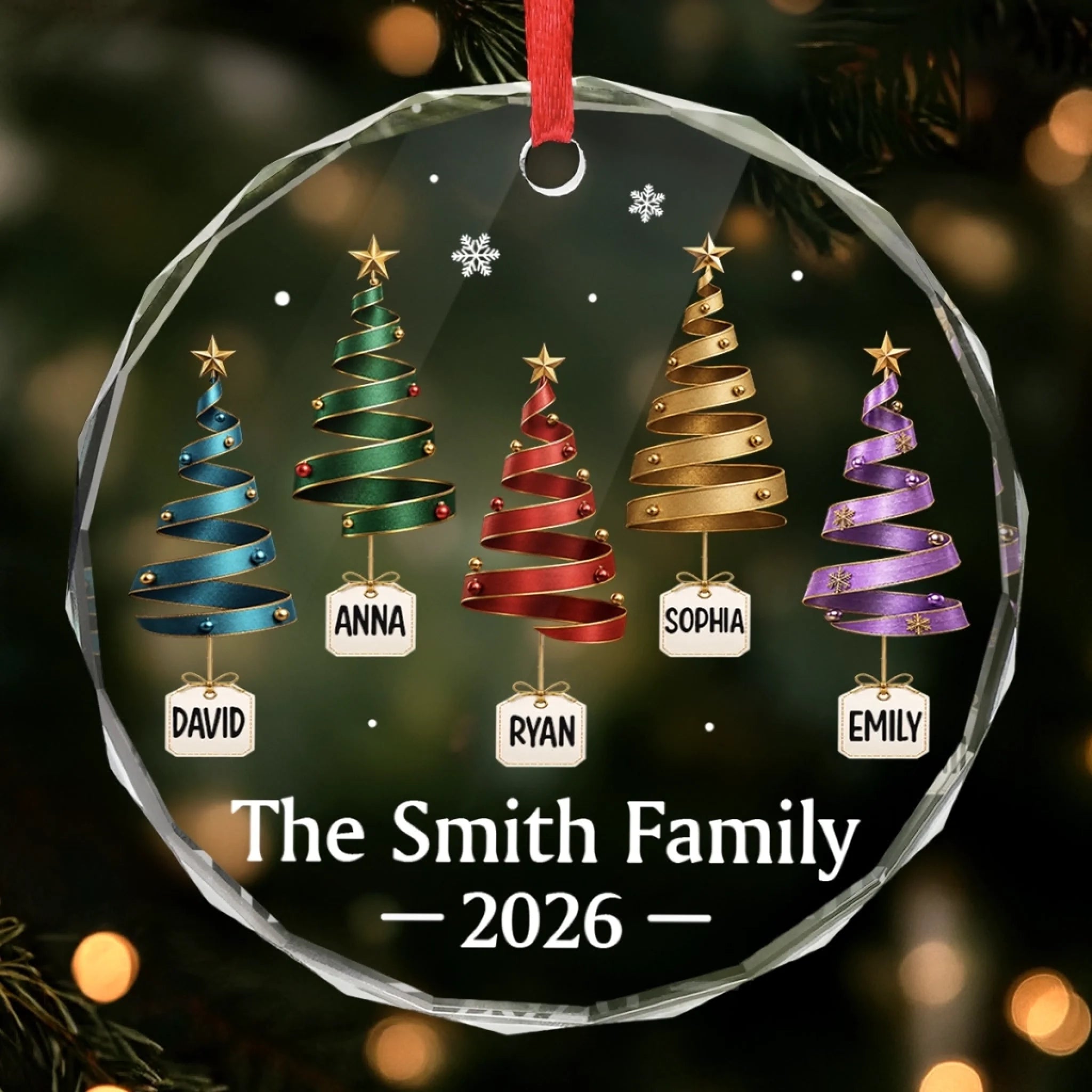 Custom Circle Glass Ornament, Personalized Christmas or Birthday Gift for Mom, Dad, Brother or Sister