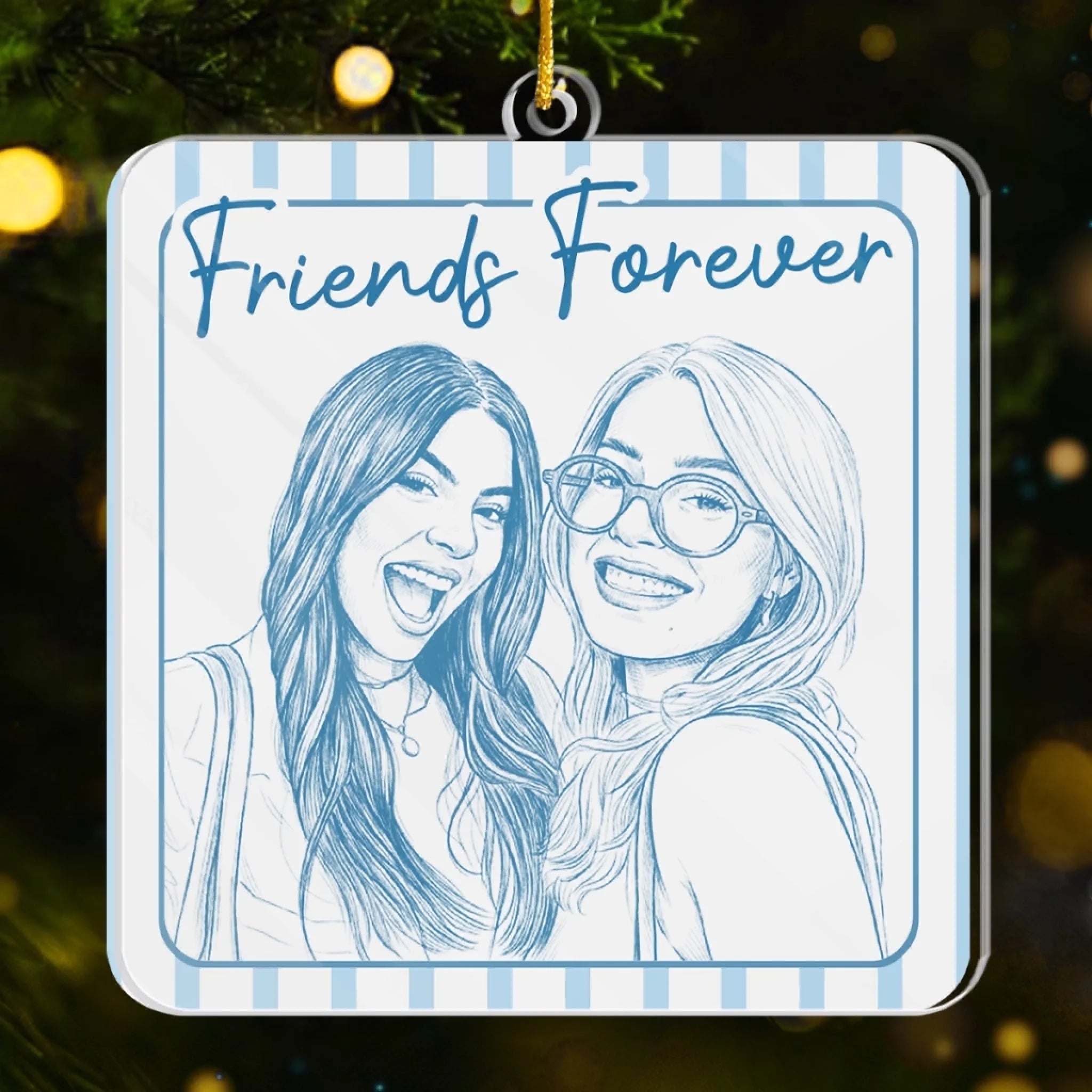 Custom Photo Acrylic Ornament Personalized Best Friend Gift for Women Sisters Besties Christmas Birthday