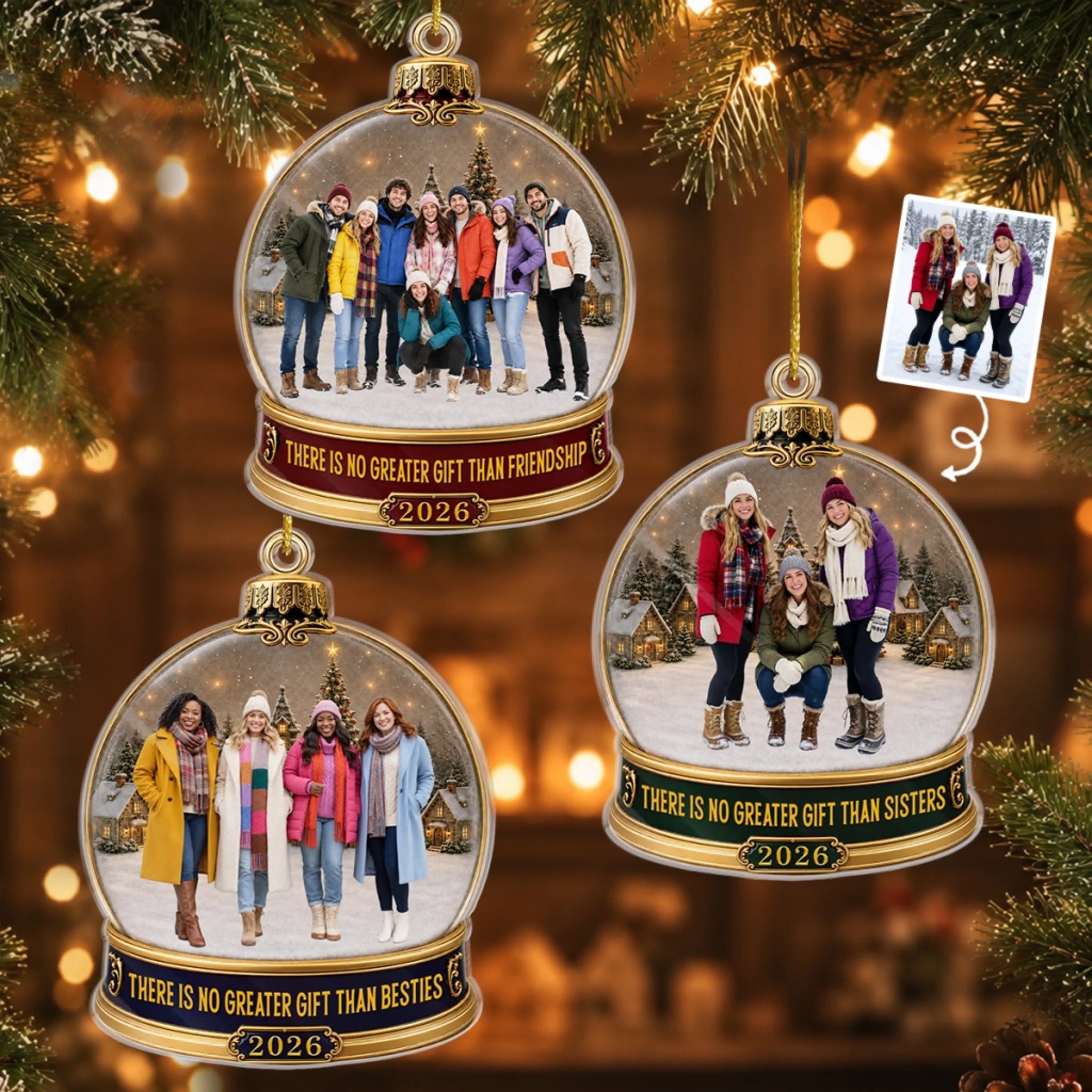 Custom Photo Acrylic Ornament Personalized Best Friend Gift for Christmas Birthday Sisters BFF