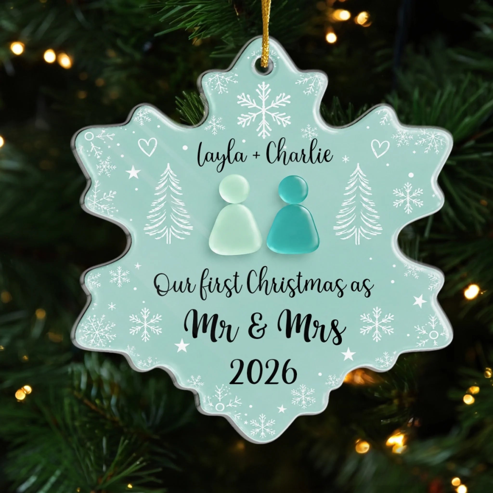 Custom First Christmas Acrylic Ornament, Personalized Anniversary Wedding Gift for Husband and Wife