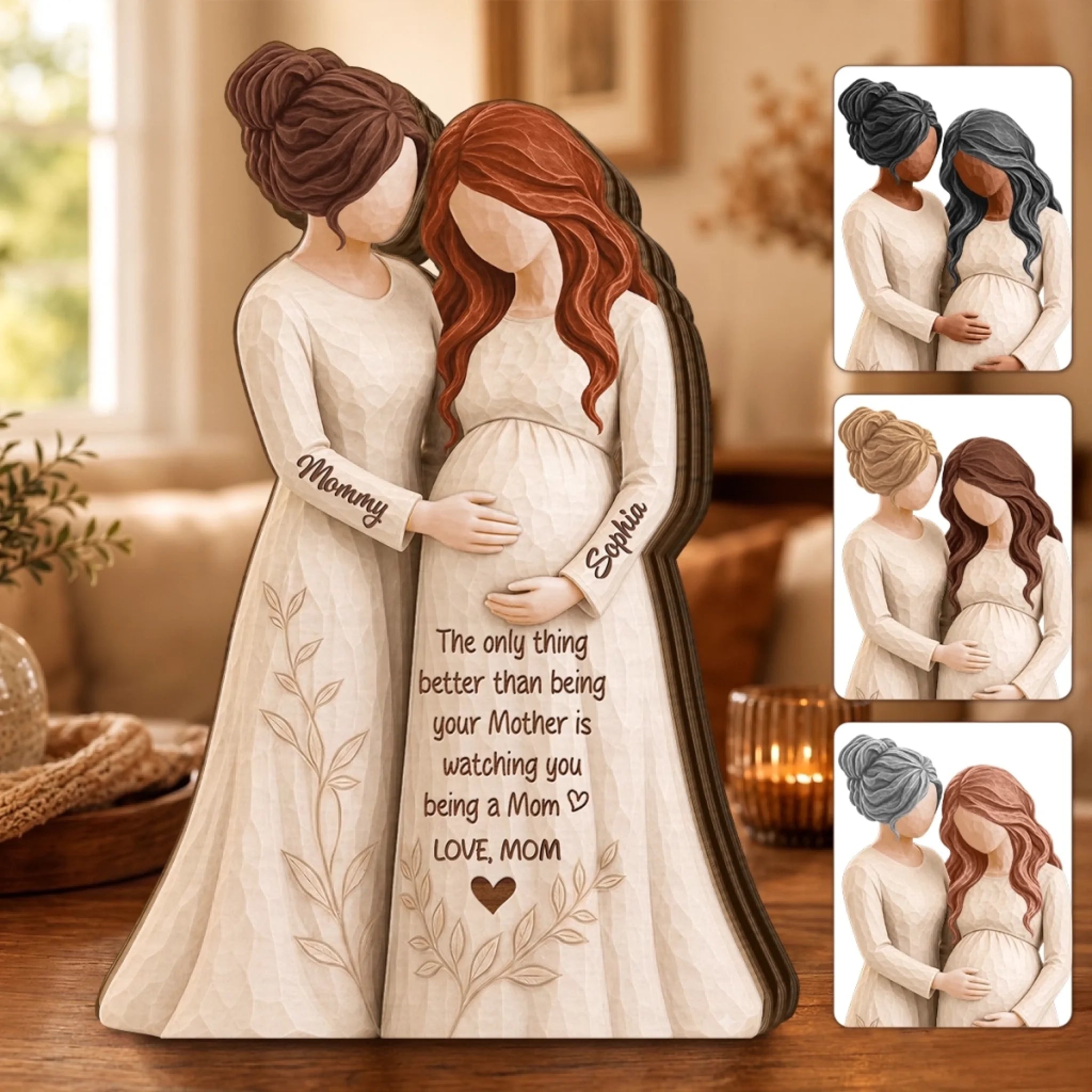 Custom Thick Wooden Plaque Personalized Pregnancy Gift for New Mom or Mom To Be Our Greatest Adventure Begins