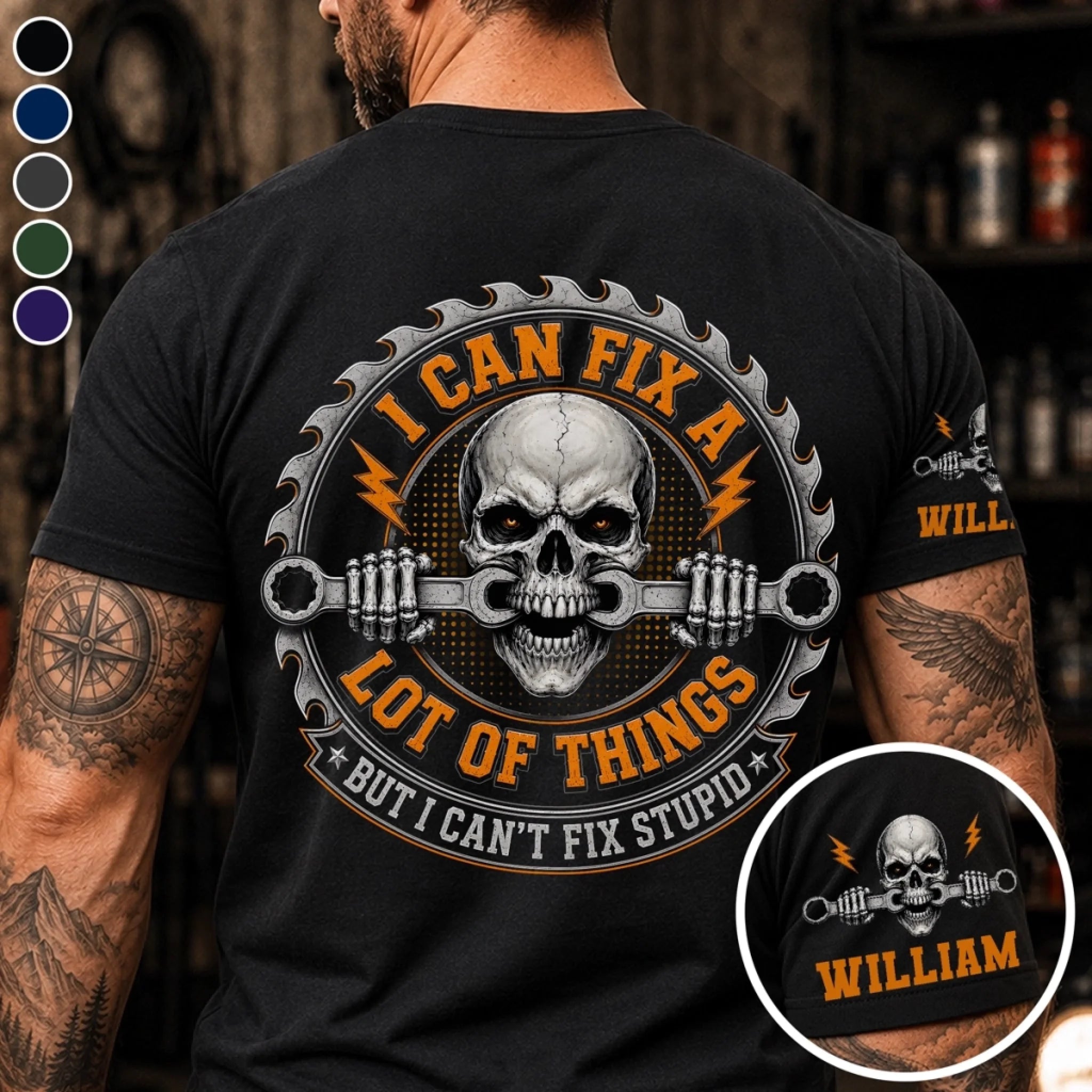 Custom Back Printed Shirt, Personalized Fix It Ride It Gift for Husband, Dad, Grandpa or Brother