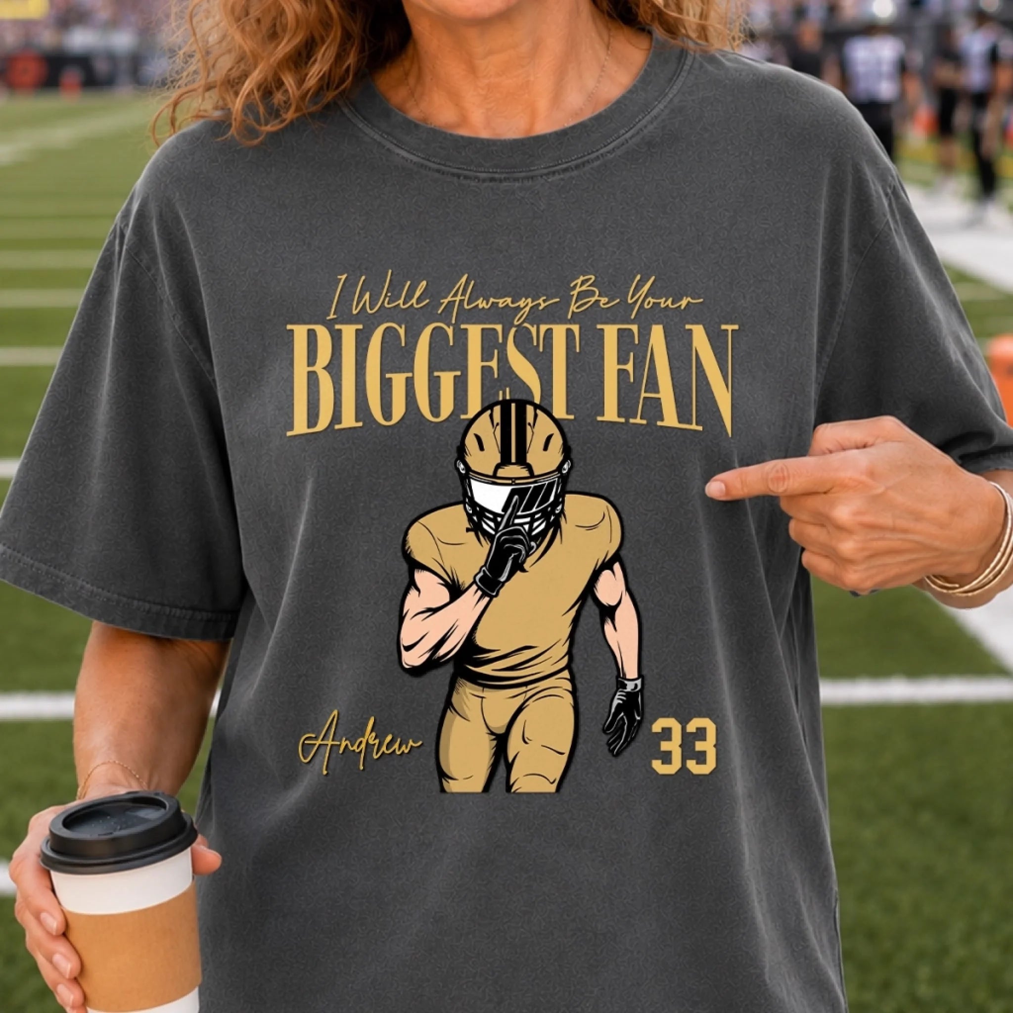 Custom American Football Comfort T-Shirt, Personalized Birthday Gift for Football Fans