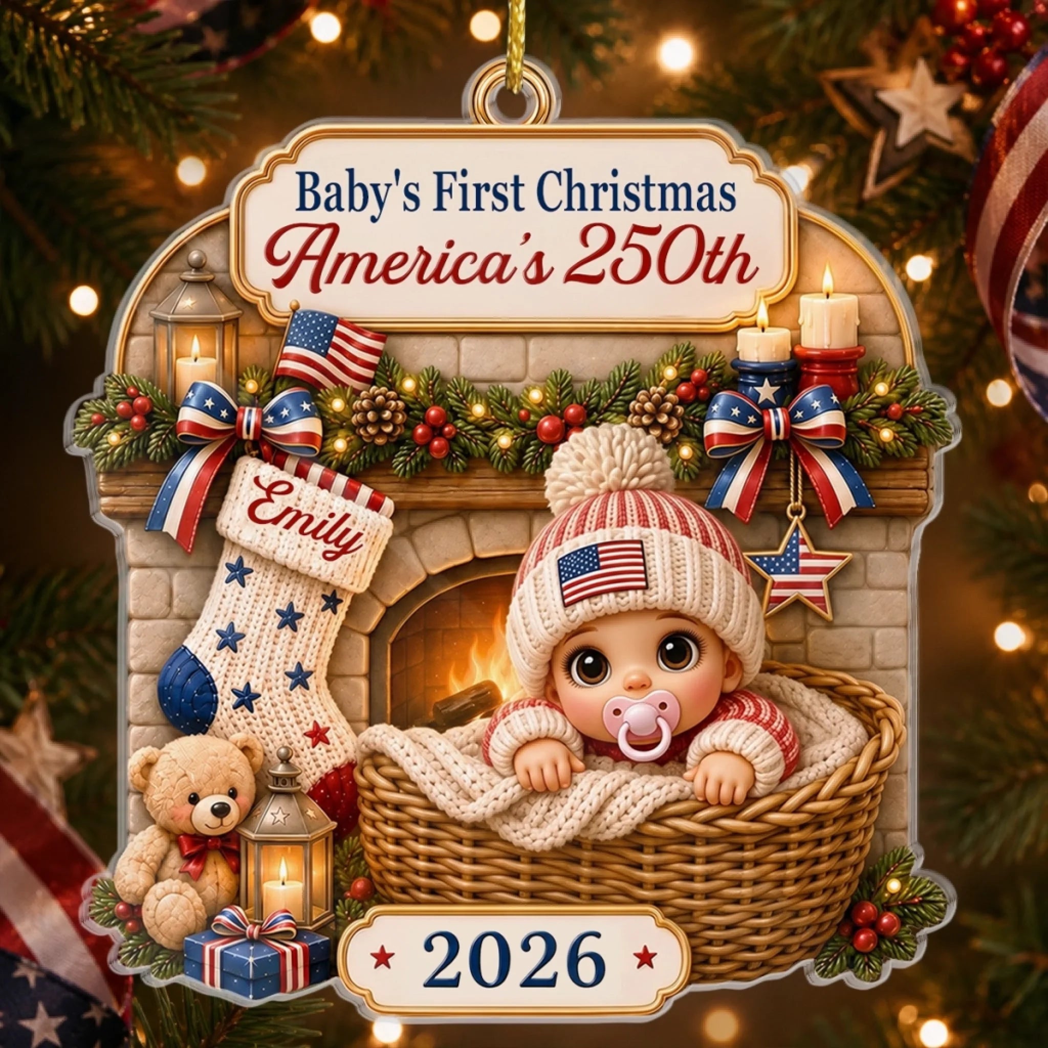 Custom First Christmas Acrylic Ornament for New Parents Personalized Our First Holiday Memory Gift