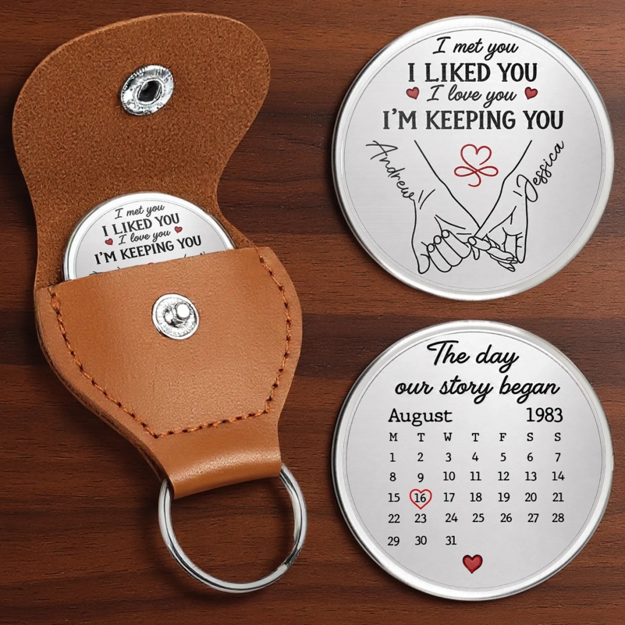 Custom Pocket Hug Personalized Anniversary Wedding Gift for Husband or Wife, Forever Marked in My Heart