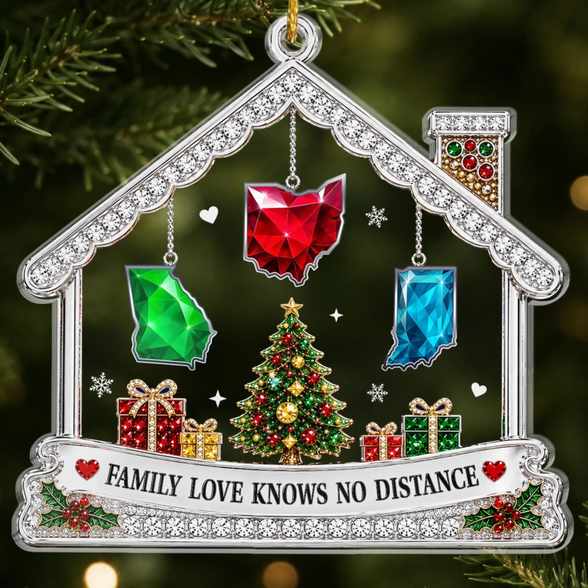 Personalized Long Distance Acrylic Ornament, Custom Christmas or Birthday Gift for Family