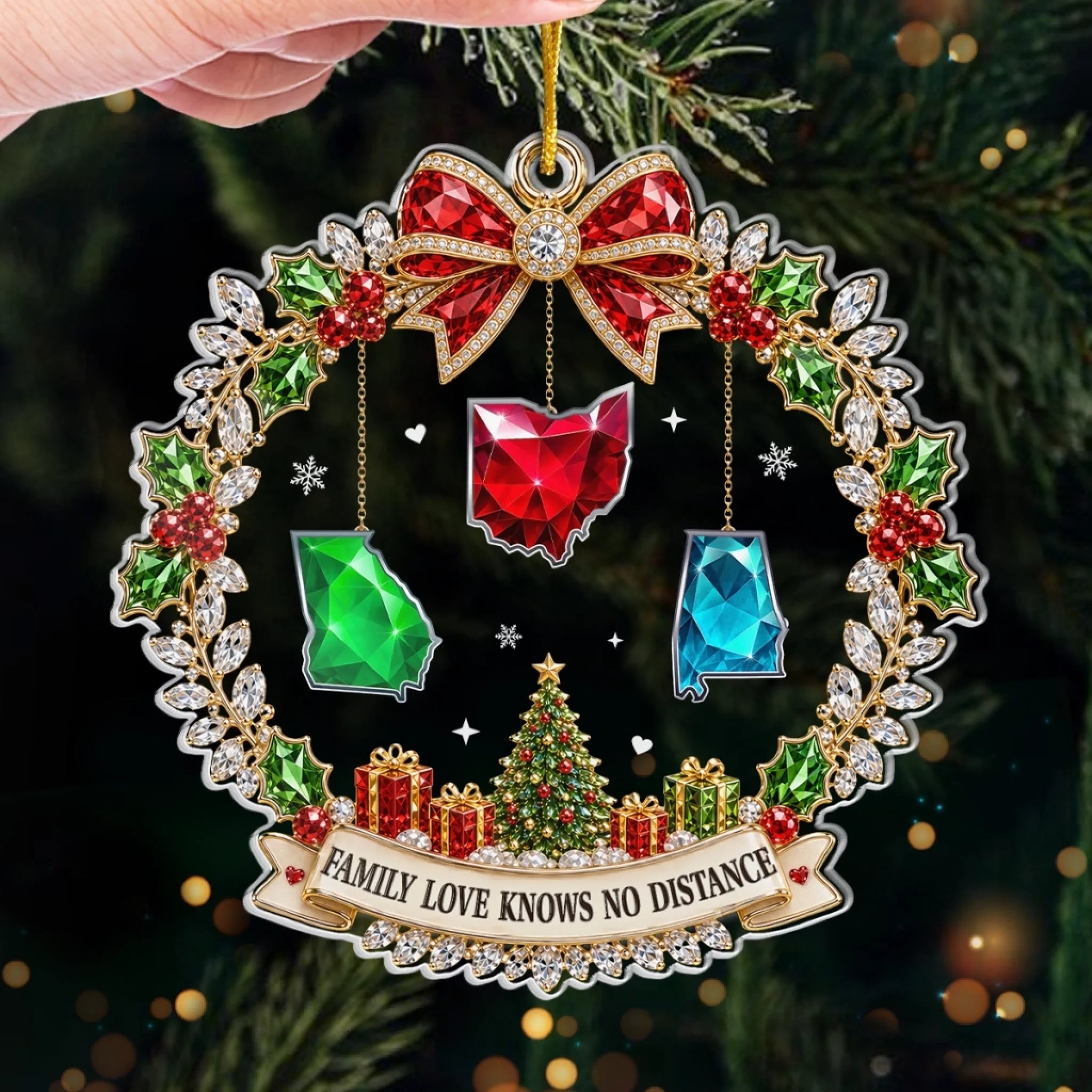Custom Long Distance Acrylic Ornament, Personalized No Distance Too Far Gift for Family