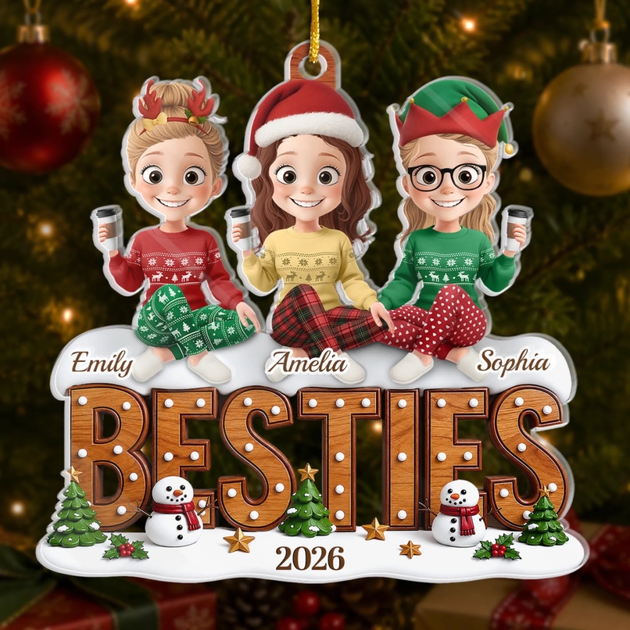 Custom Acrylic Ornament Personalized Best Friend BFF Sister Christmas or Birthday Gift for Favorite Squad