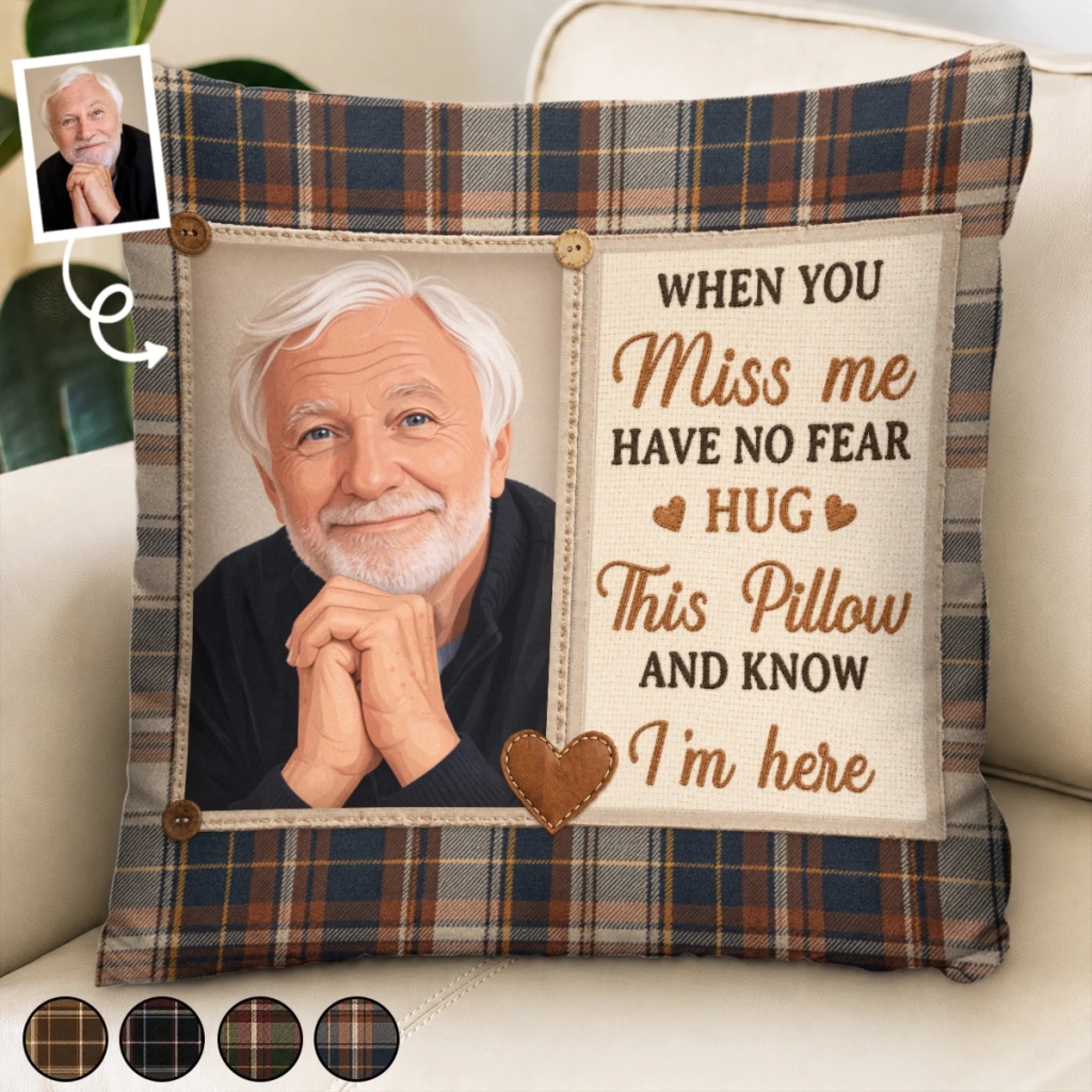 Custom Photo Pillow Personalized Memorial Sympathy Gift for Loss of Mom or Dad