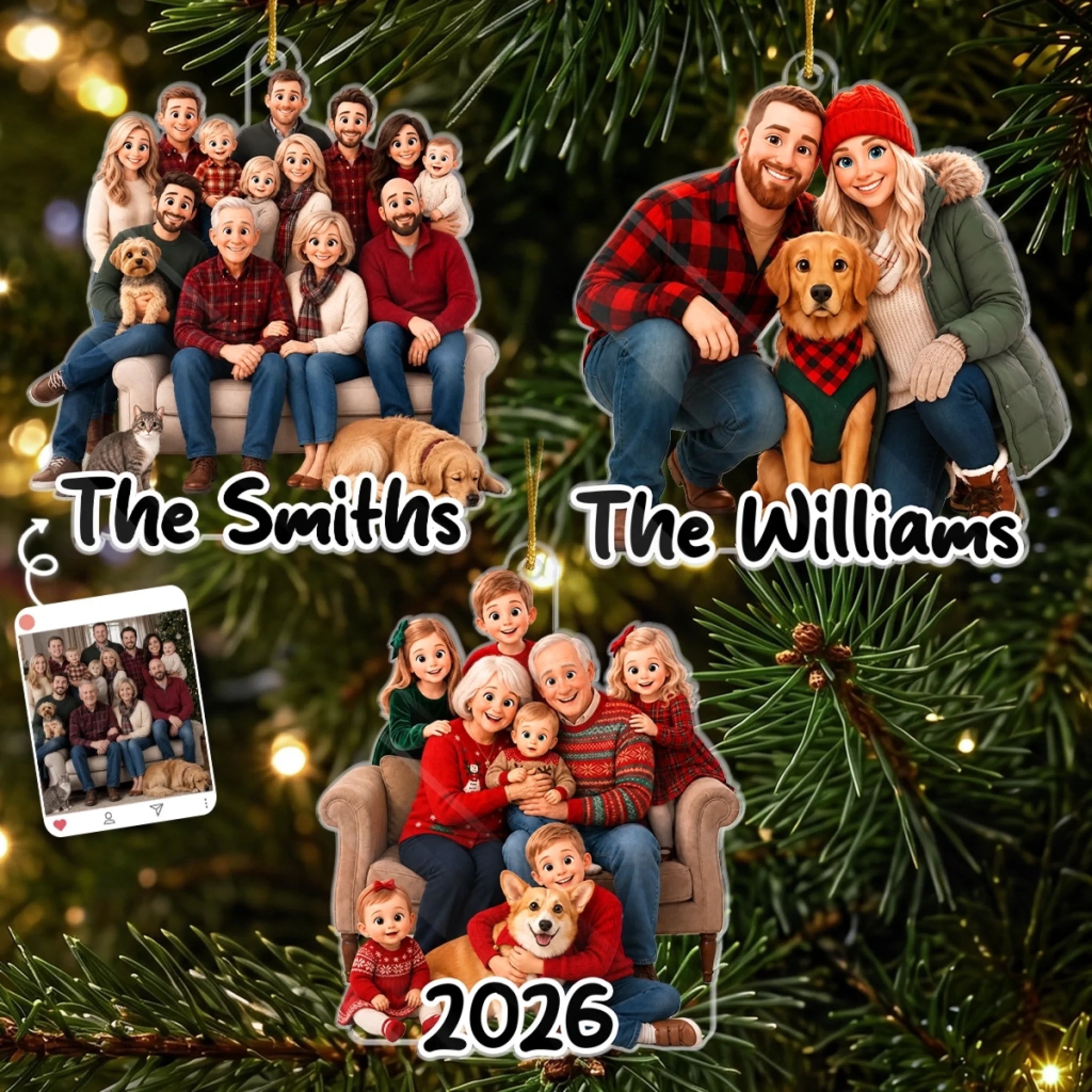 Custom Photo Acrylic Ornament Personalized Christmas Birthday Gift for Mom Dad Brother Sister