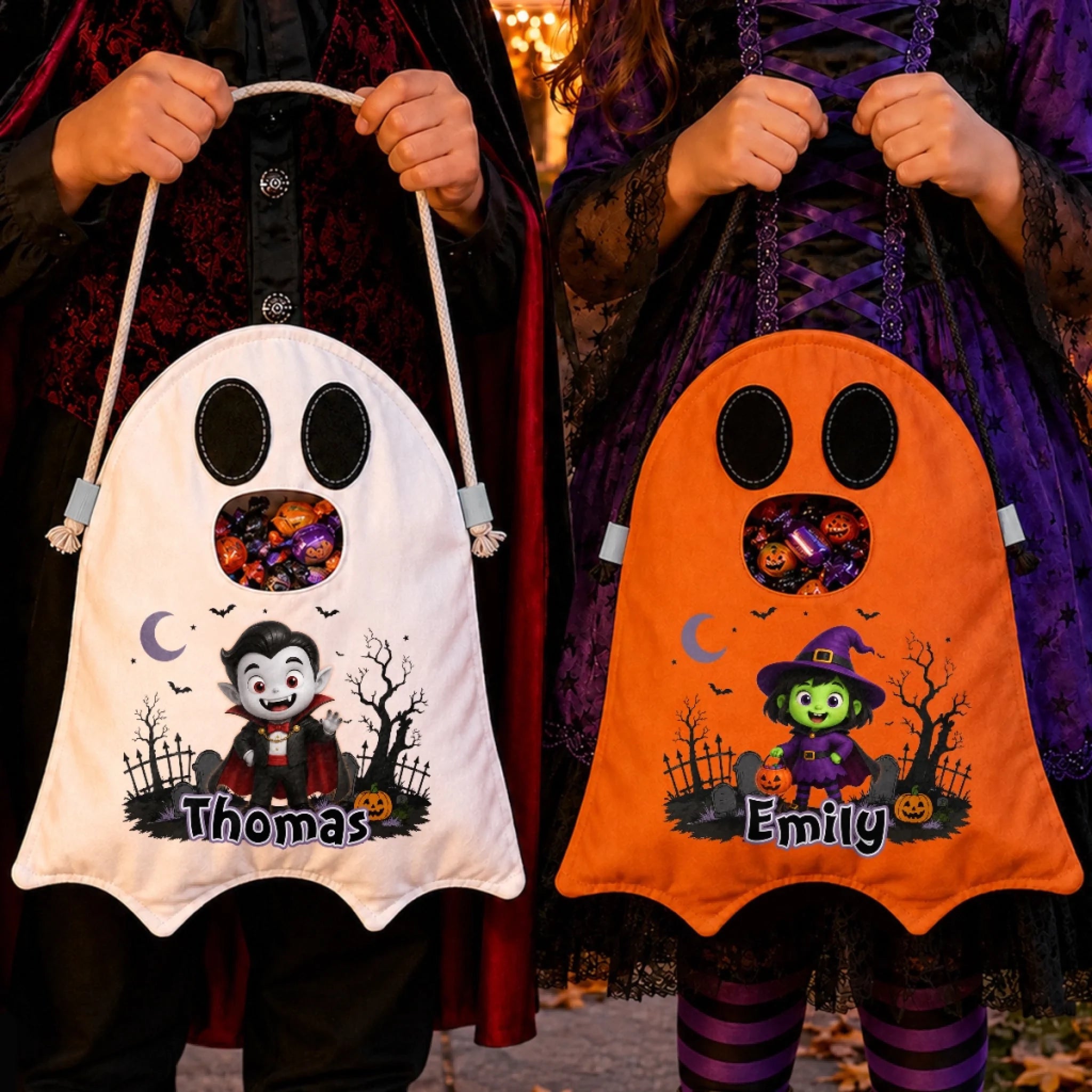 Custom Ghost Bag, Personalized Halloween Treat Bag for Kids, Spooky Cute Birthday Gift