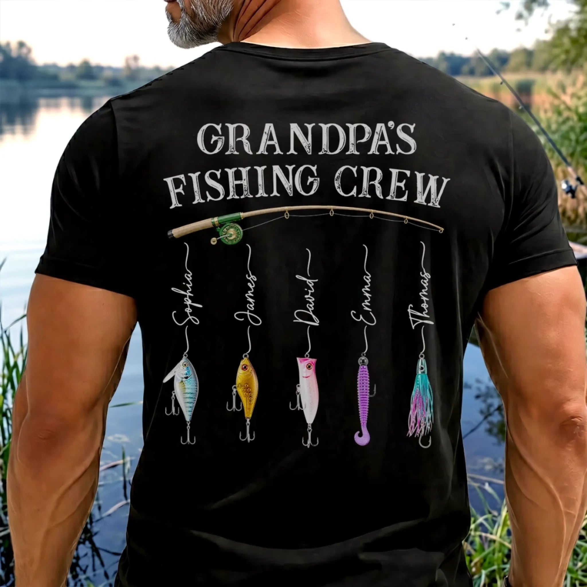 Custom T-Shirt or Hoodie for Dad or Grandpa, Personalized Fishing Crew Birthday Gift