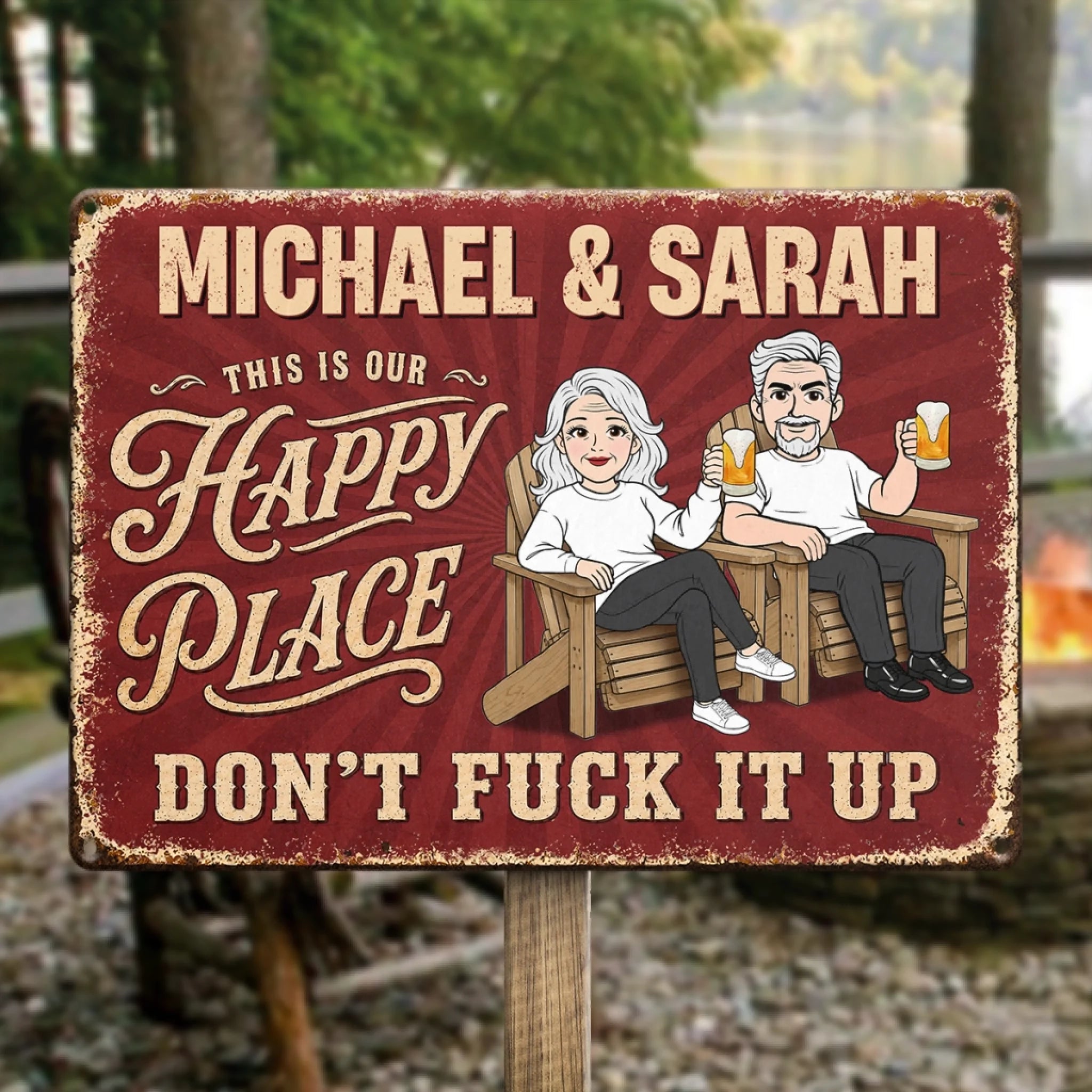 Personalized Metal Home Decor Sign, Custom Anniversary Wedding Gift for Couple, Cheers to the Good Life