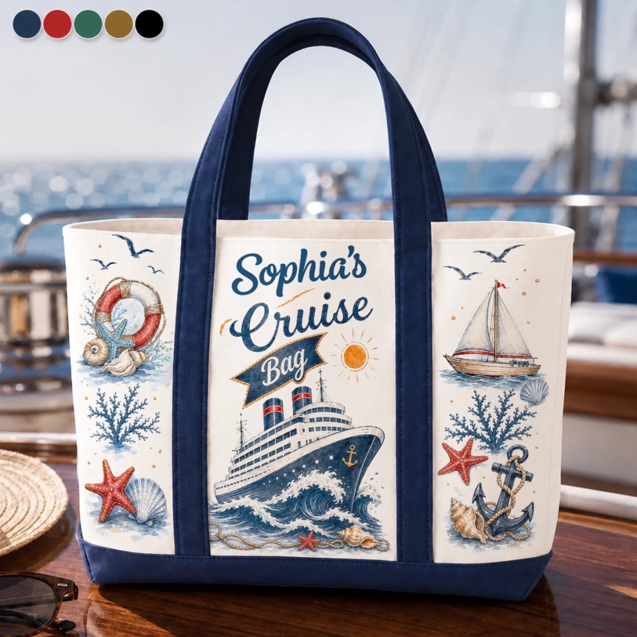 Custom Canvas Tote Bag, Personalized Making Waves Together Summer Travel Gift for Family