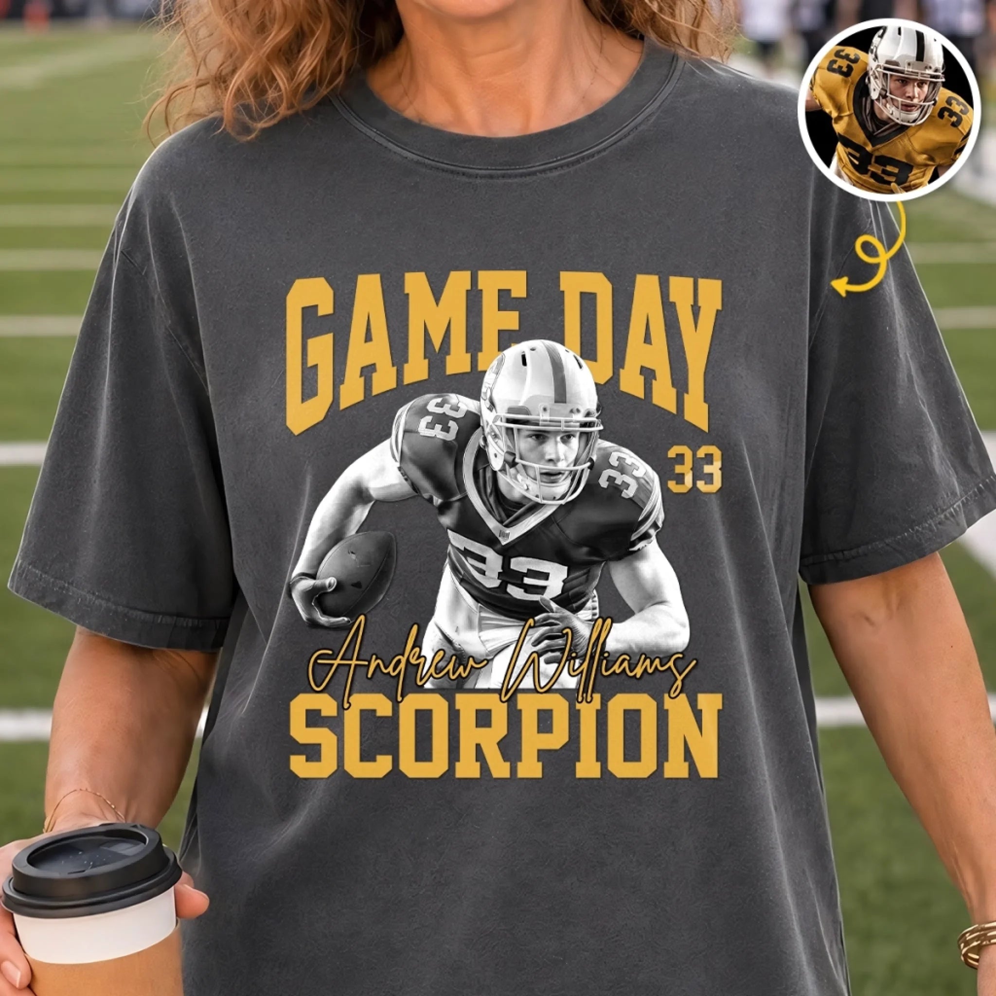 Custom Photo America Football Comfort T-Shirt, Personalized Game Day Birthday Gift for Mom Dad Fans
