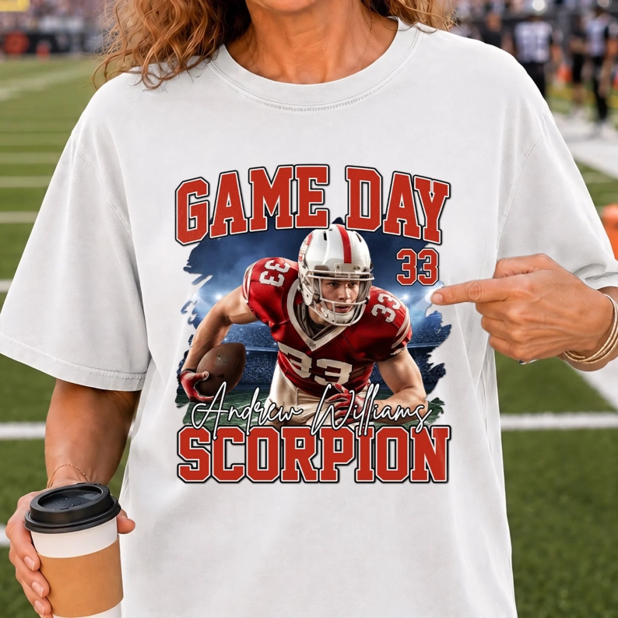 Custom Photo America Football Comfort T-Shirt, Personalized Game Day Birthday Gift for Football Fans
