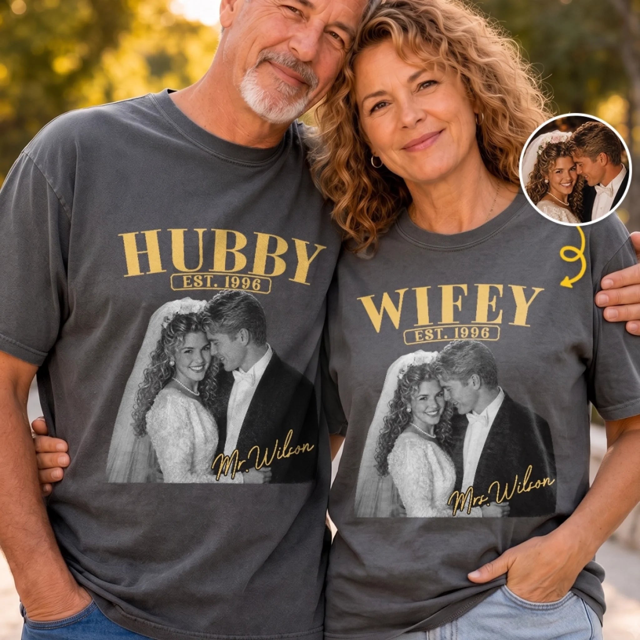 Custom Photo Comfort T-Shirt - Personalized Anniversary Wedding Gift for Husband Wife Him Her