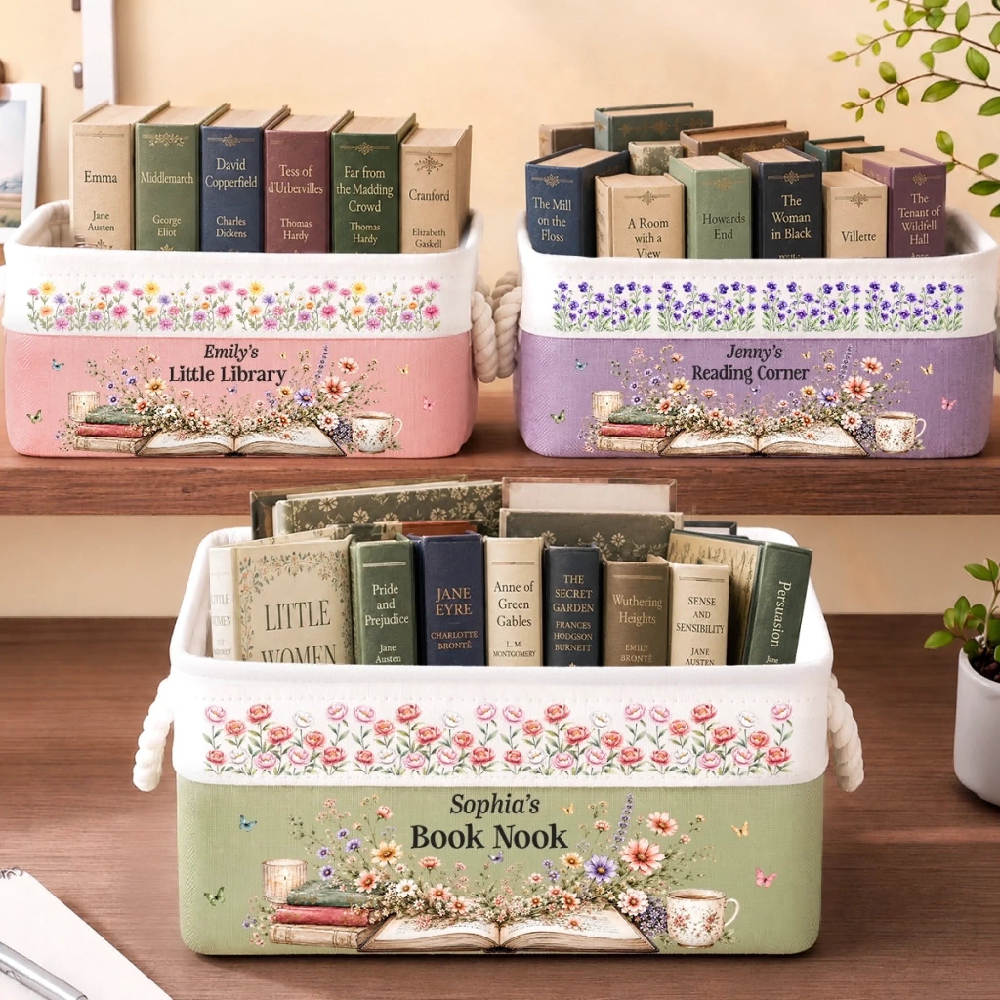 Custom Storage Basket for Book Lovers, Personalized Bookish Gift for Readers – A Full Shelf Full Heart