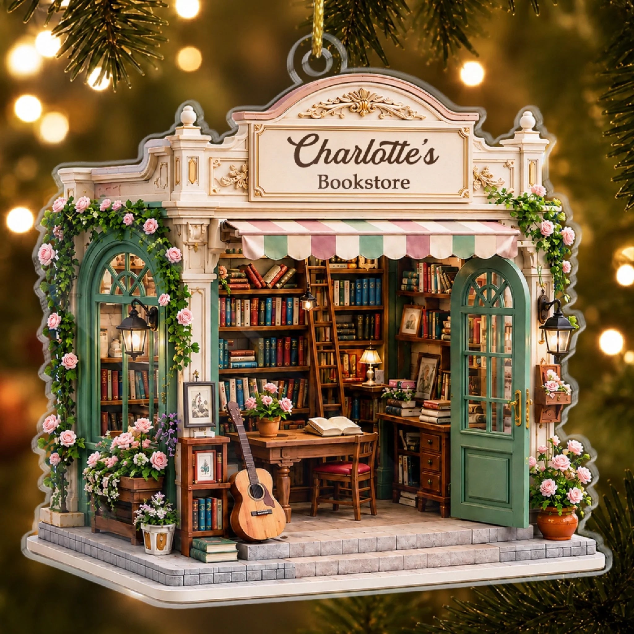 Custom Acrylic Ornament Personalized Christmas Bookish Gift for Book Lovers, Bookworms and Readers