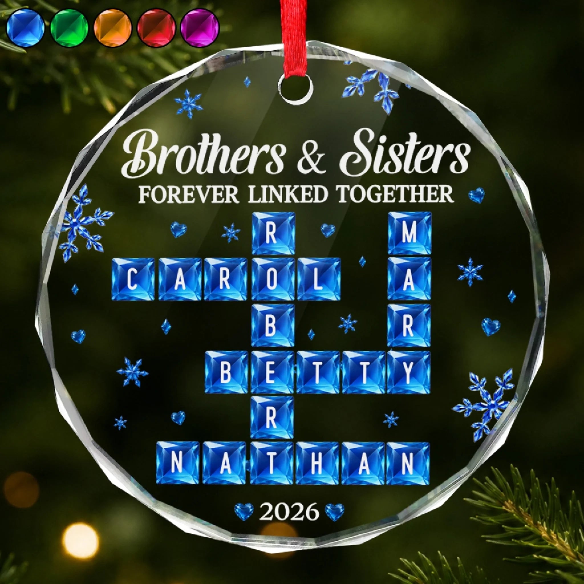 Custom Circle Glass Ornament Personalized Christmas or Birthday Gift for Family Partners in Every Adventure