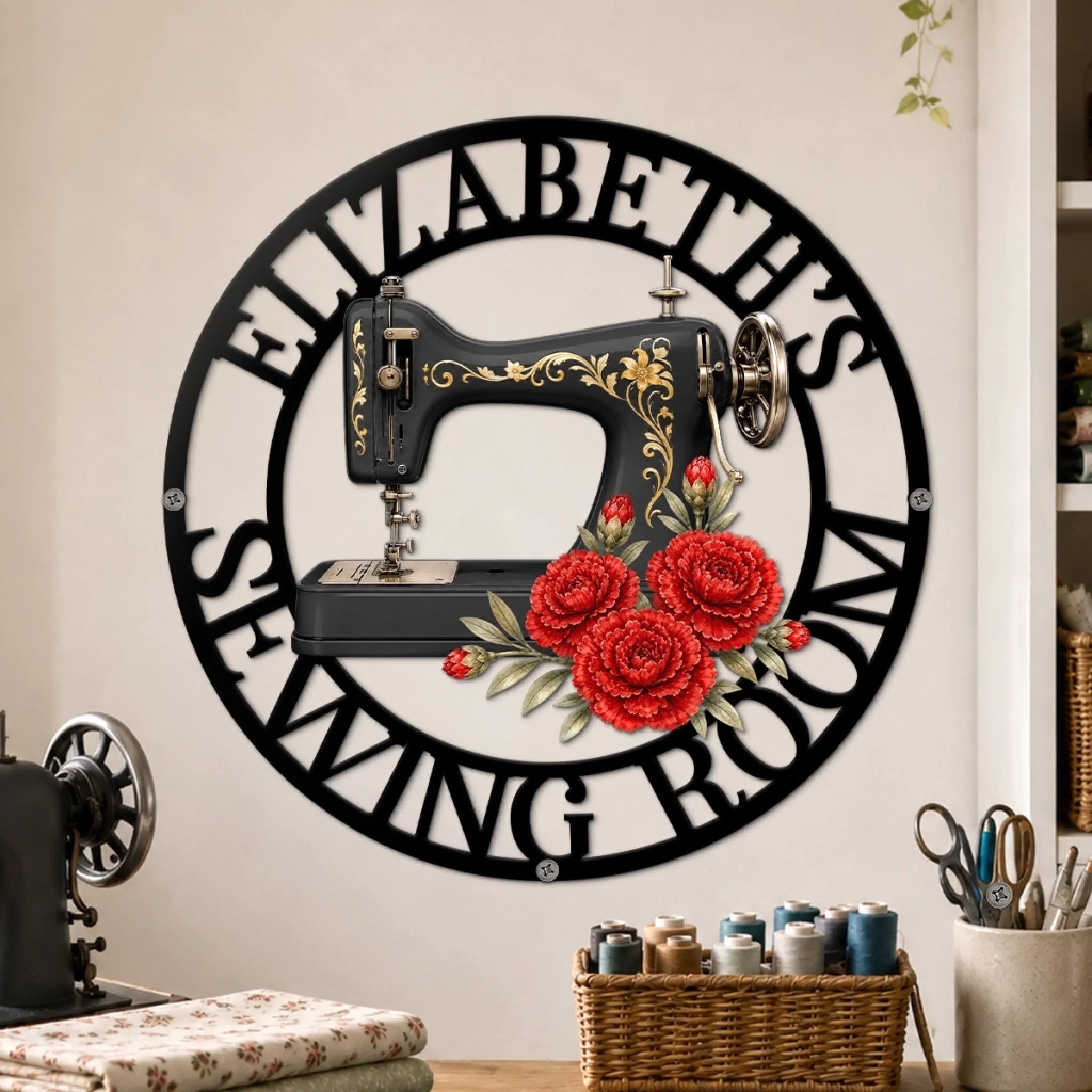 Custom Shaped Metal Sign Personalized Sewing Is My Therapy Birthday Gift for Seamstress or Tailor