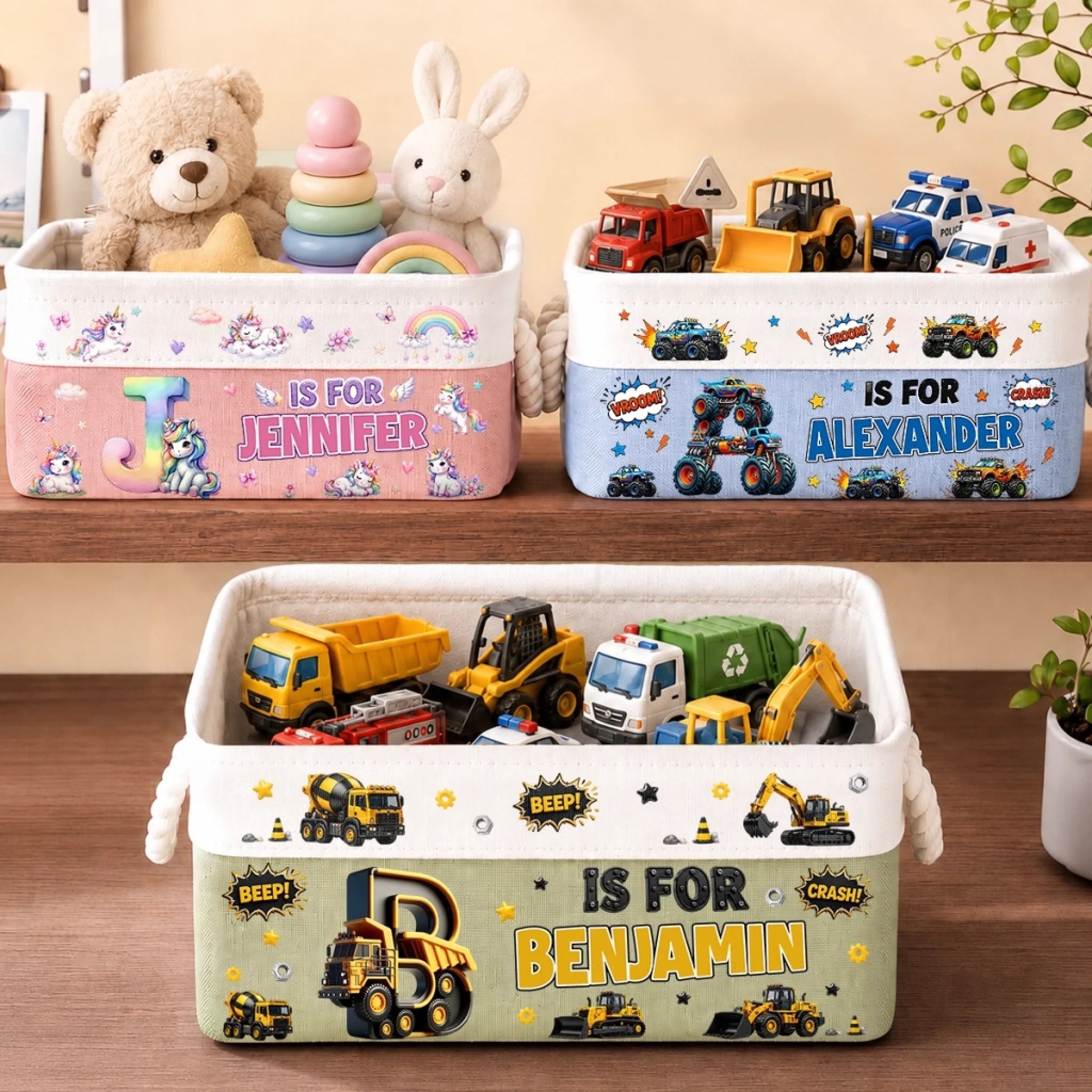 Custom Kids Storage Basket Personalized Back to School Gift with Little Hands Big Magical Dreams