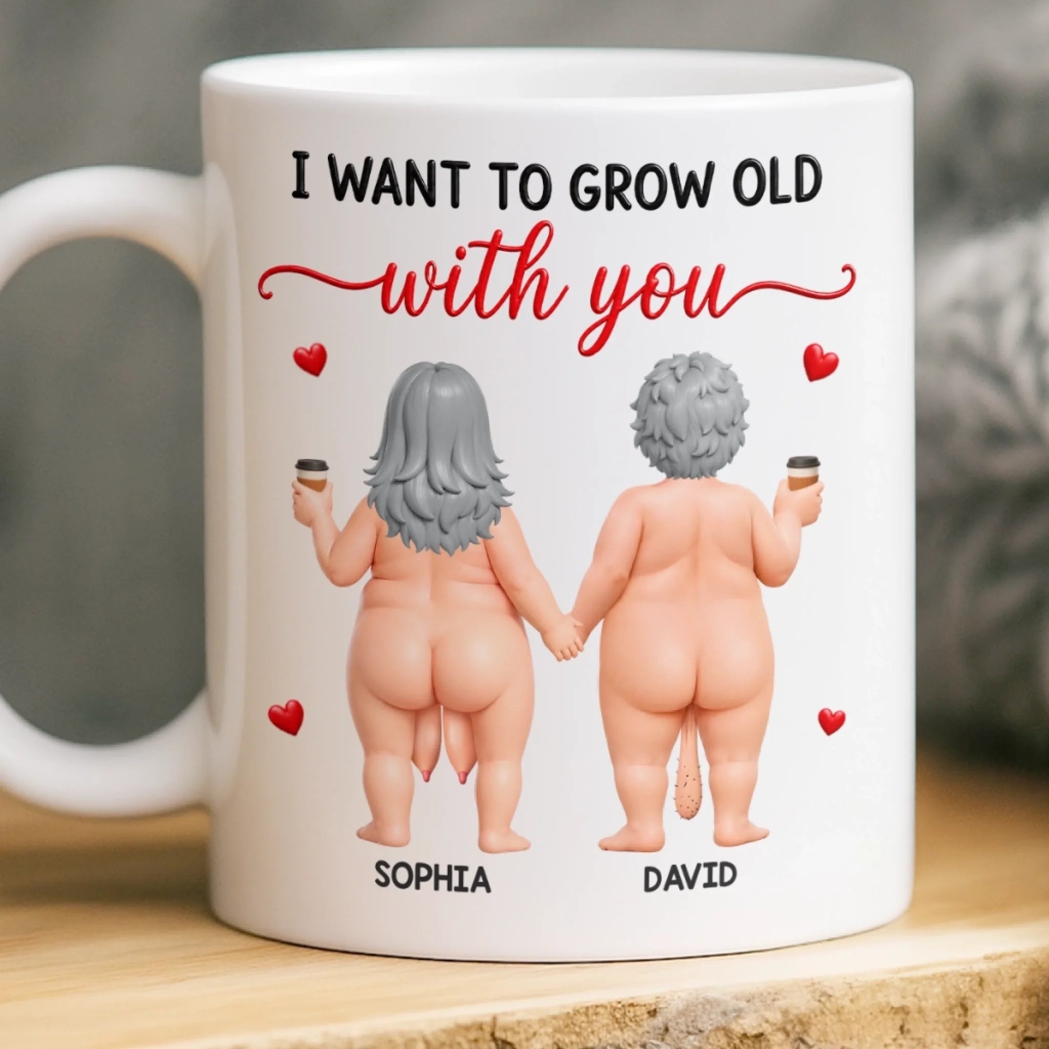 Personalized Anniversary Wedding Mug for Husband and Wife - Growing Old Together With You Custom Gift