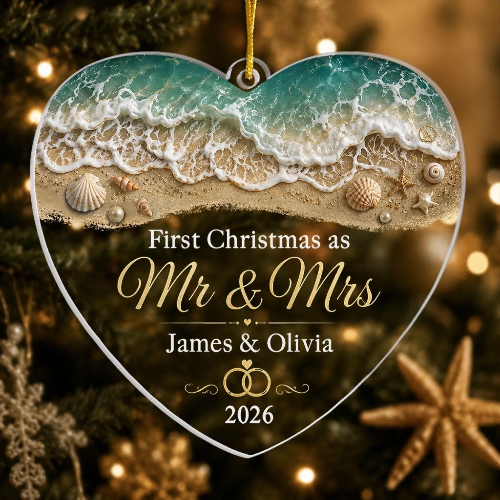 Custom First Christmas Acrylic Ornament, Personalized Anniversary Wedding Gift for Husband and Wife