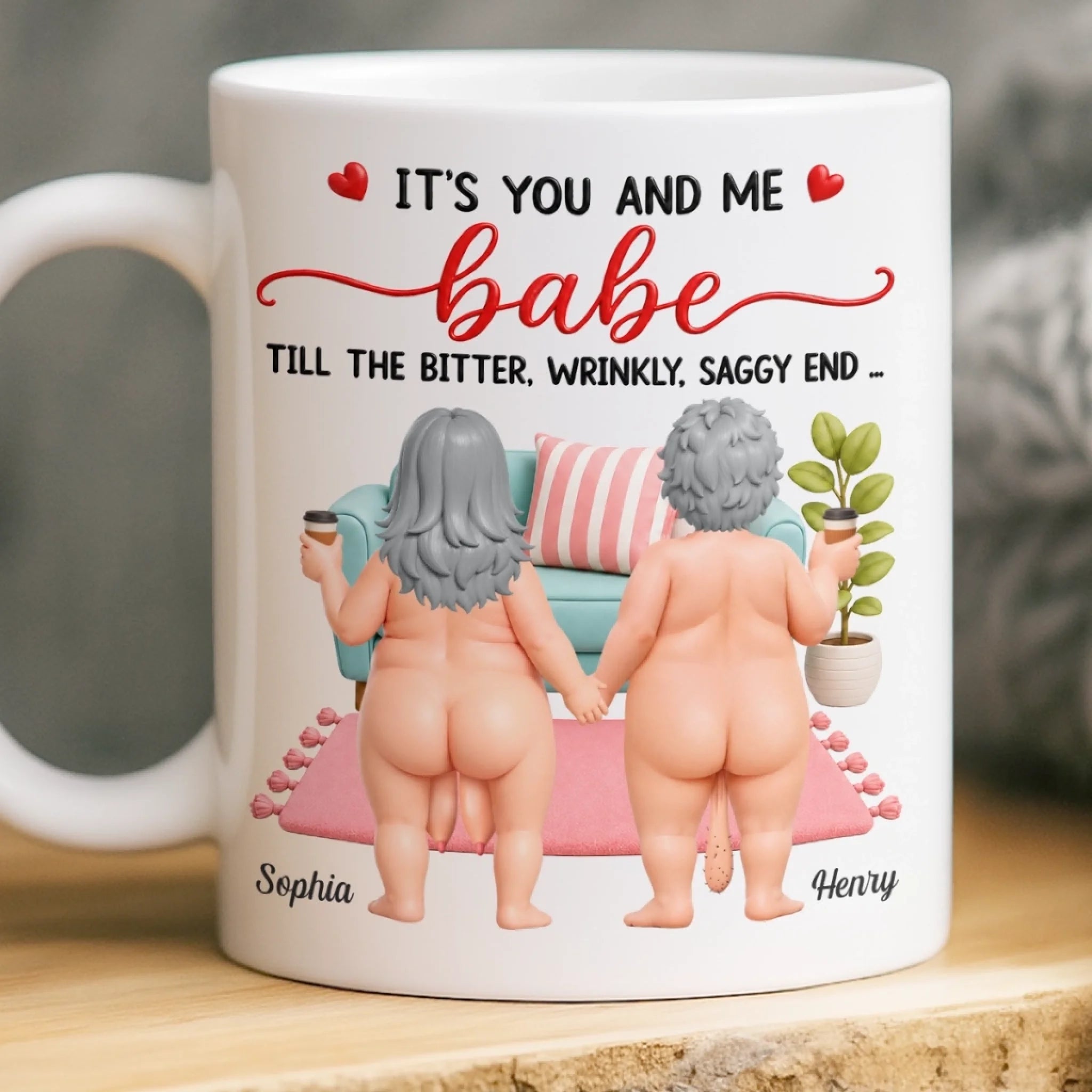 Custom Personalized Anniversary Wedding Mug for Husband and Wife - Aging Together Laughing Forever