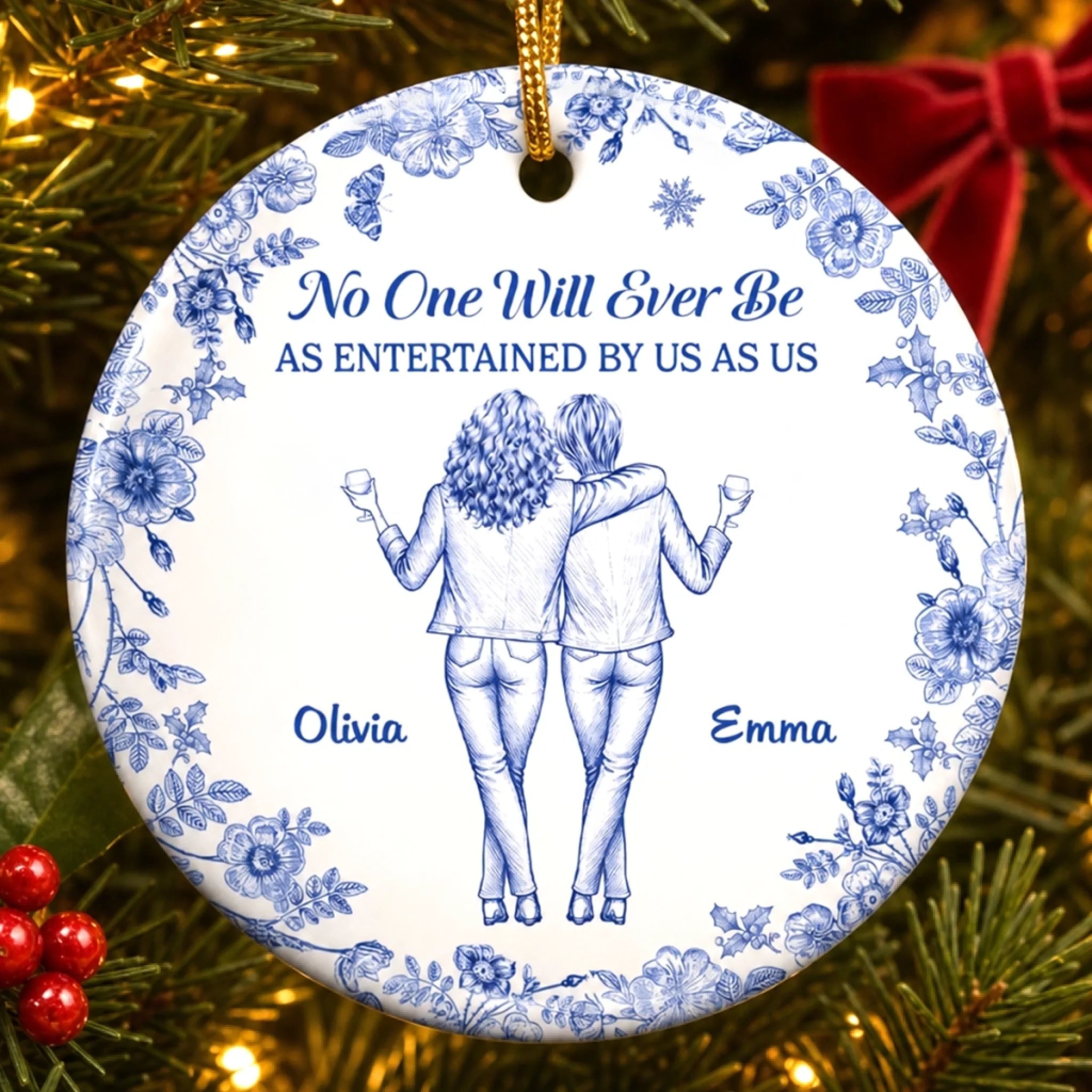 Personalized Ceramic Ornament for Best Friend, BFF or Sister - Christmas Birthday Gift, Good Vibes Great Memories
