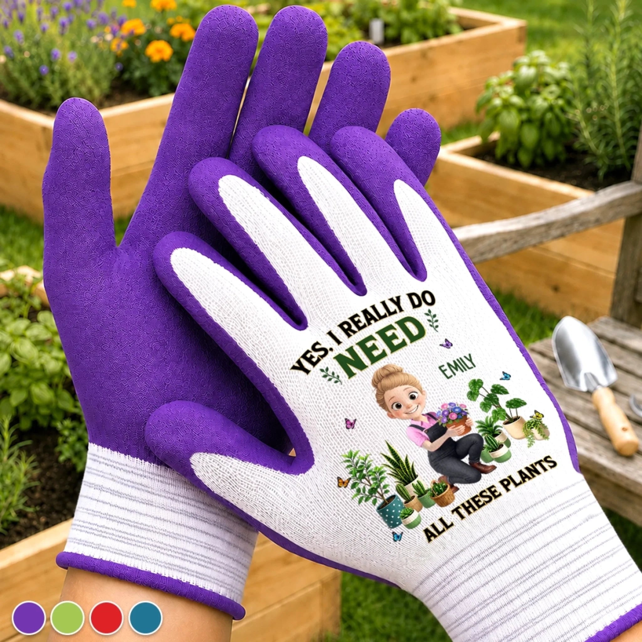 Custom Coated Grip Gardening Gloves, Personalized Birthday Gift for Gardeners