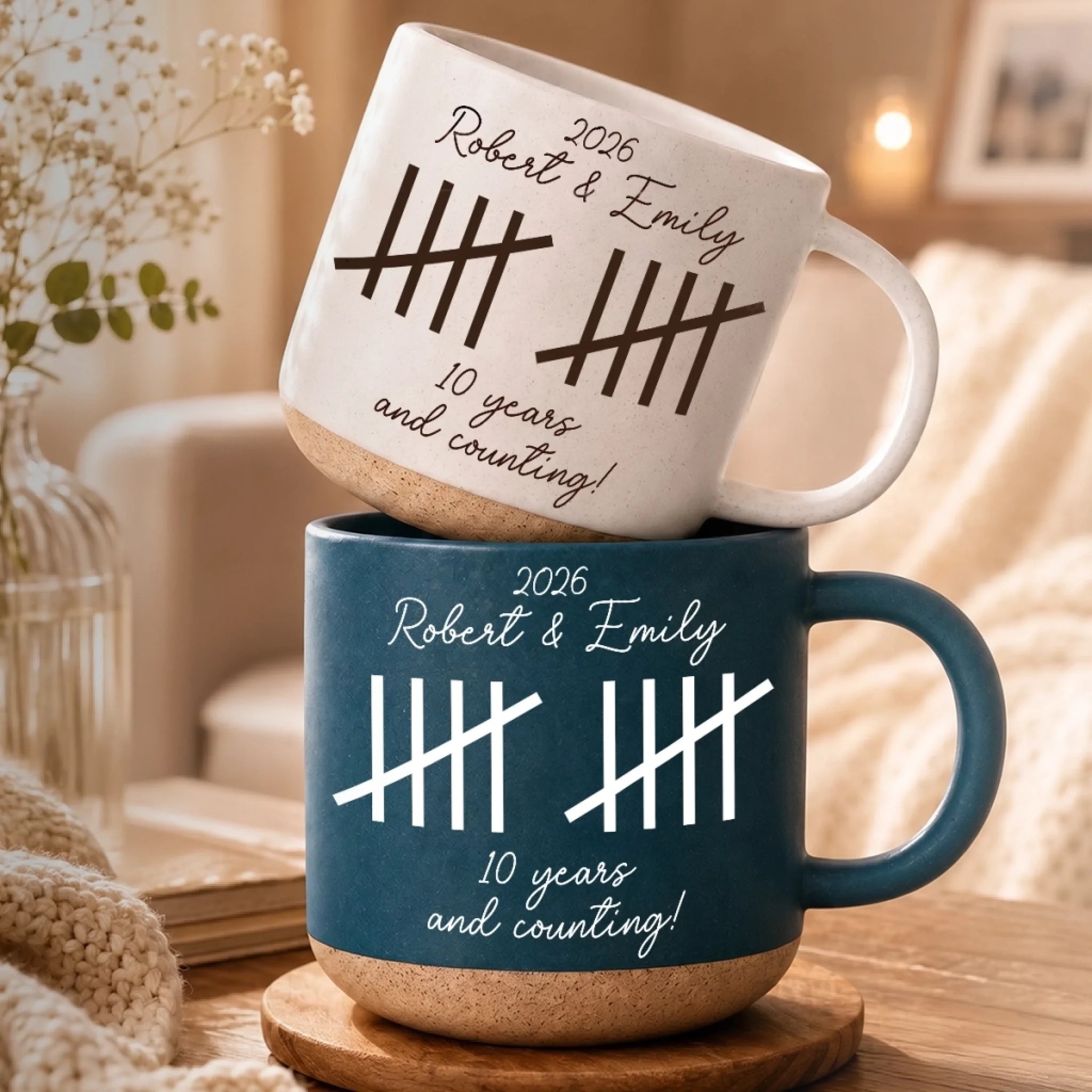 Custom Pottery Mug Personalized Anniversary or Wedding Gift for Husband and Wife Love Makes Us Better