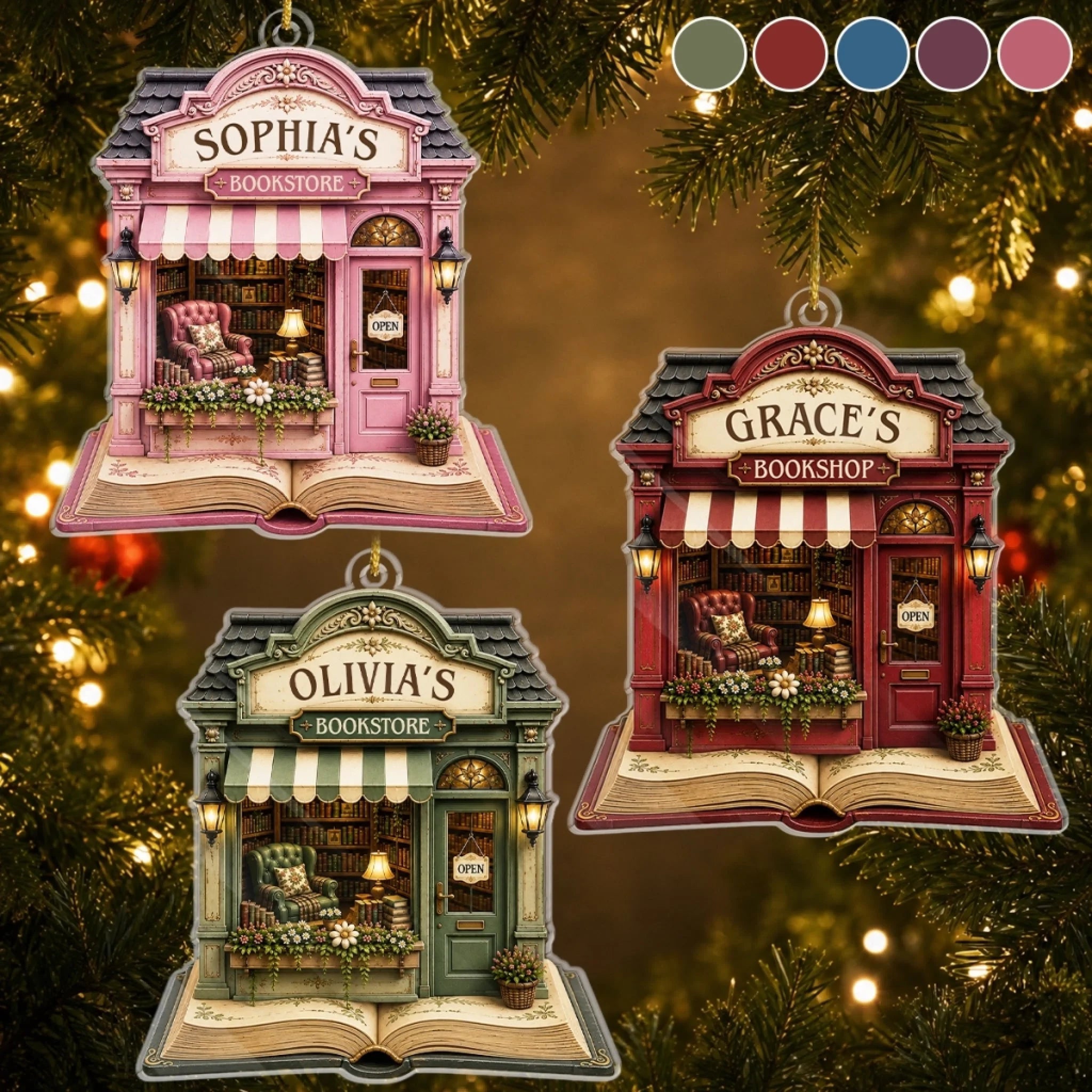 Custom Acrylic Ornament Personalized Christmas Bookish Gift for Book Lovers and Readers