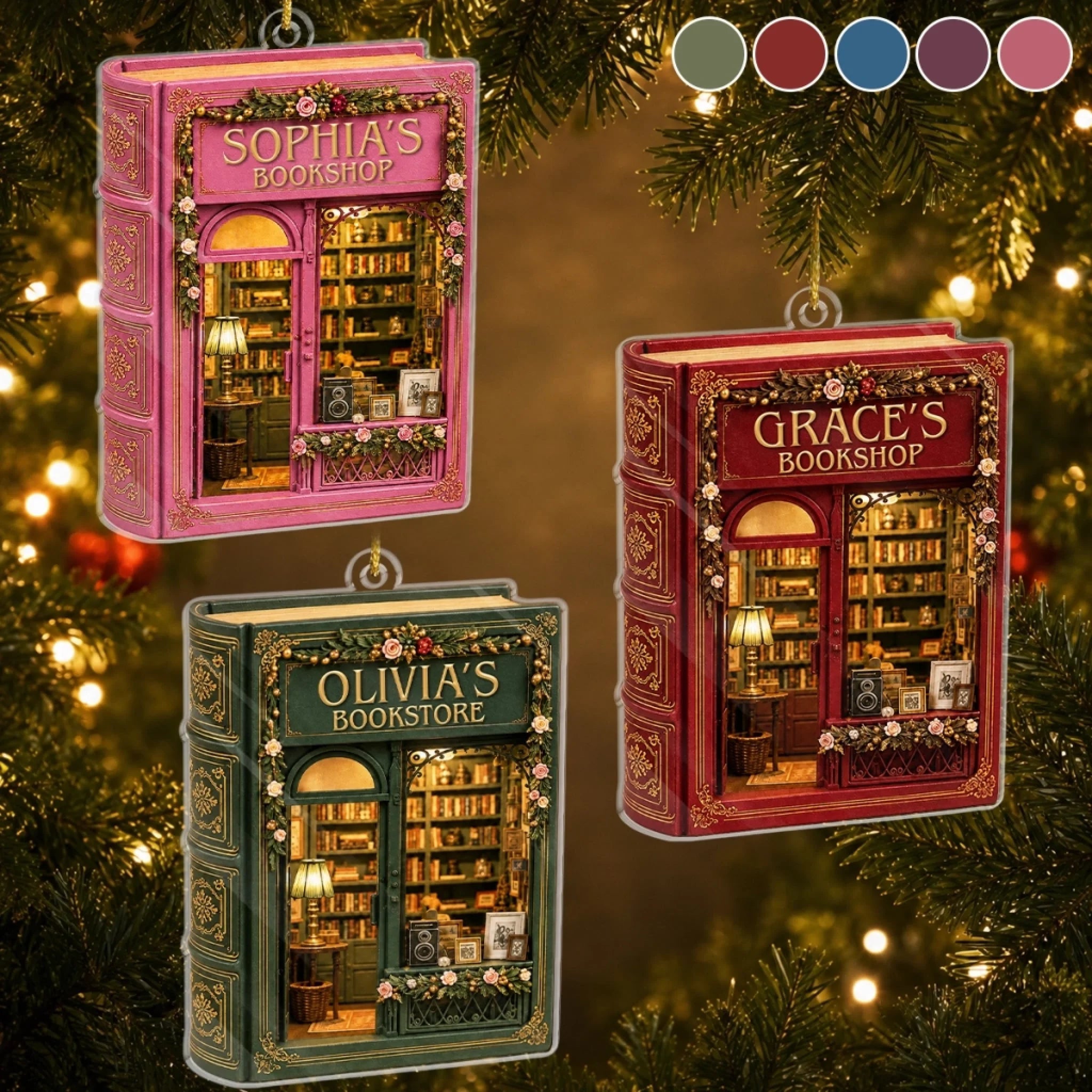 Custom Acrylic Ornament - Personalized Christmas Bookish Gift for Book Lovers, Bookworms and Readers