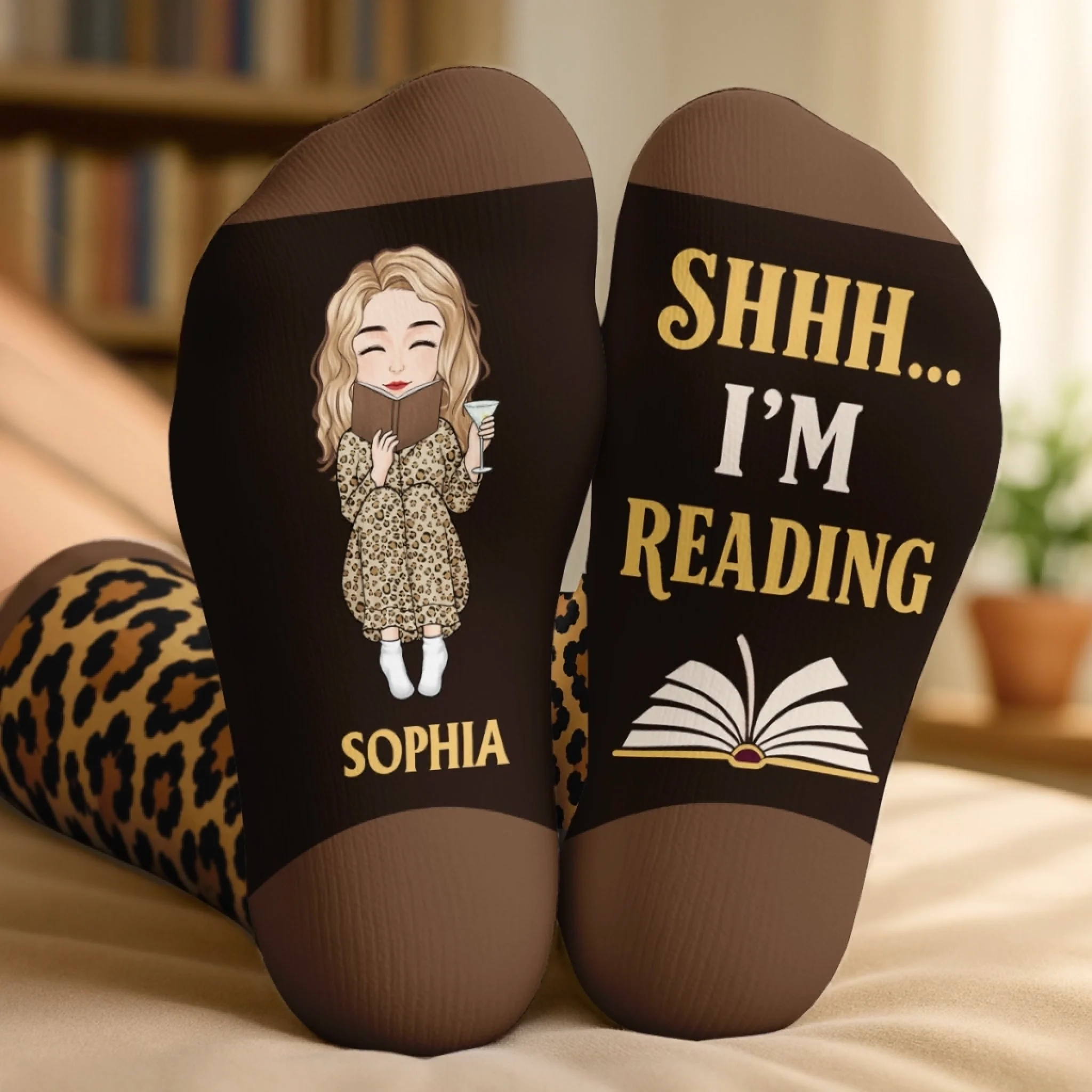 Custom Crew Socks Personalized Bookish Gift for Book Lovers, Bookworms and Readers