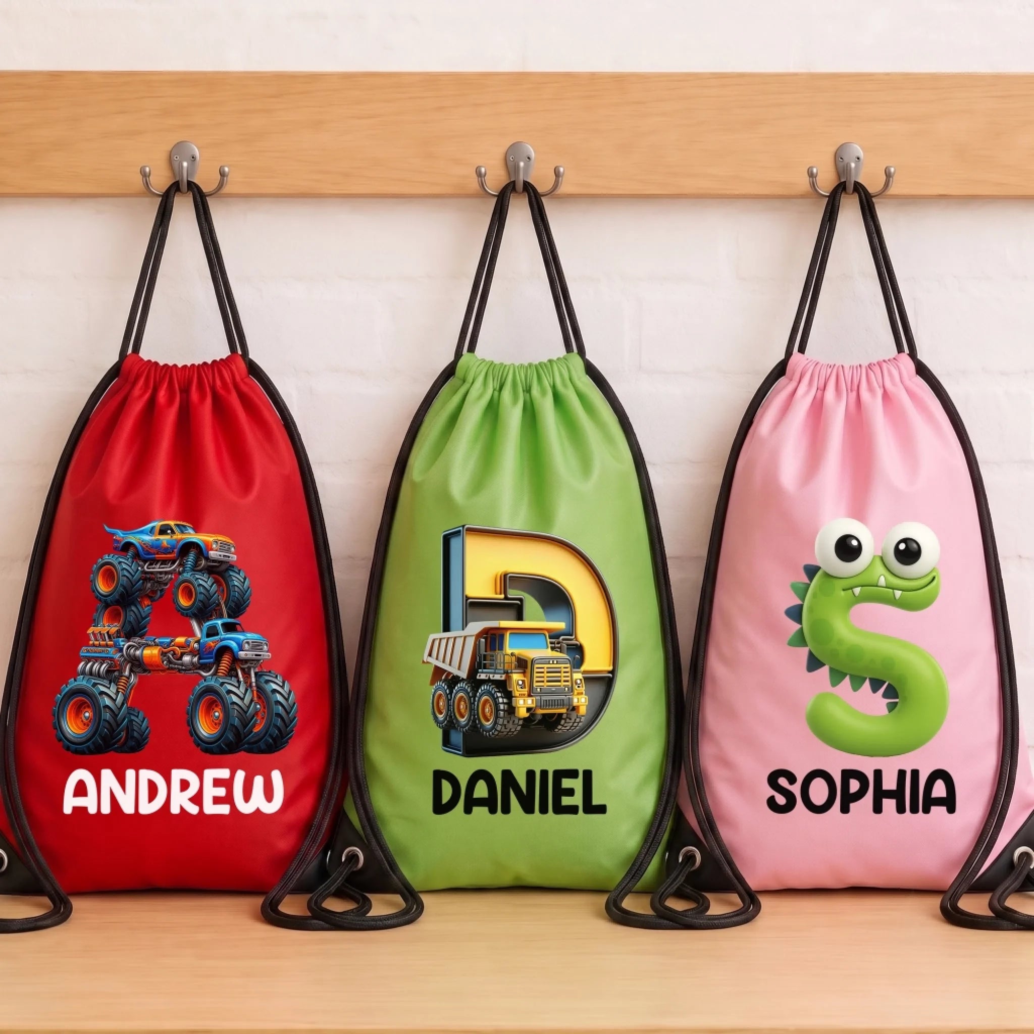 Custom Drawstring Bag for Kids, Personalized Birthday Gift with Cute Comes Naturally Design