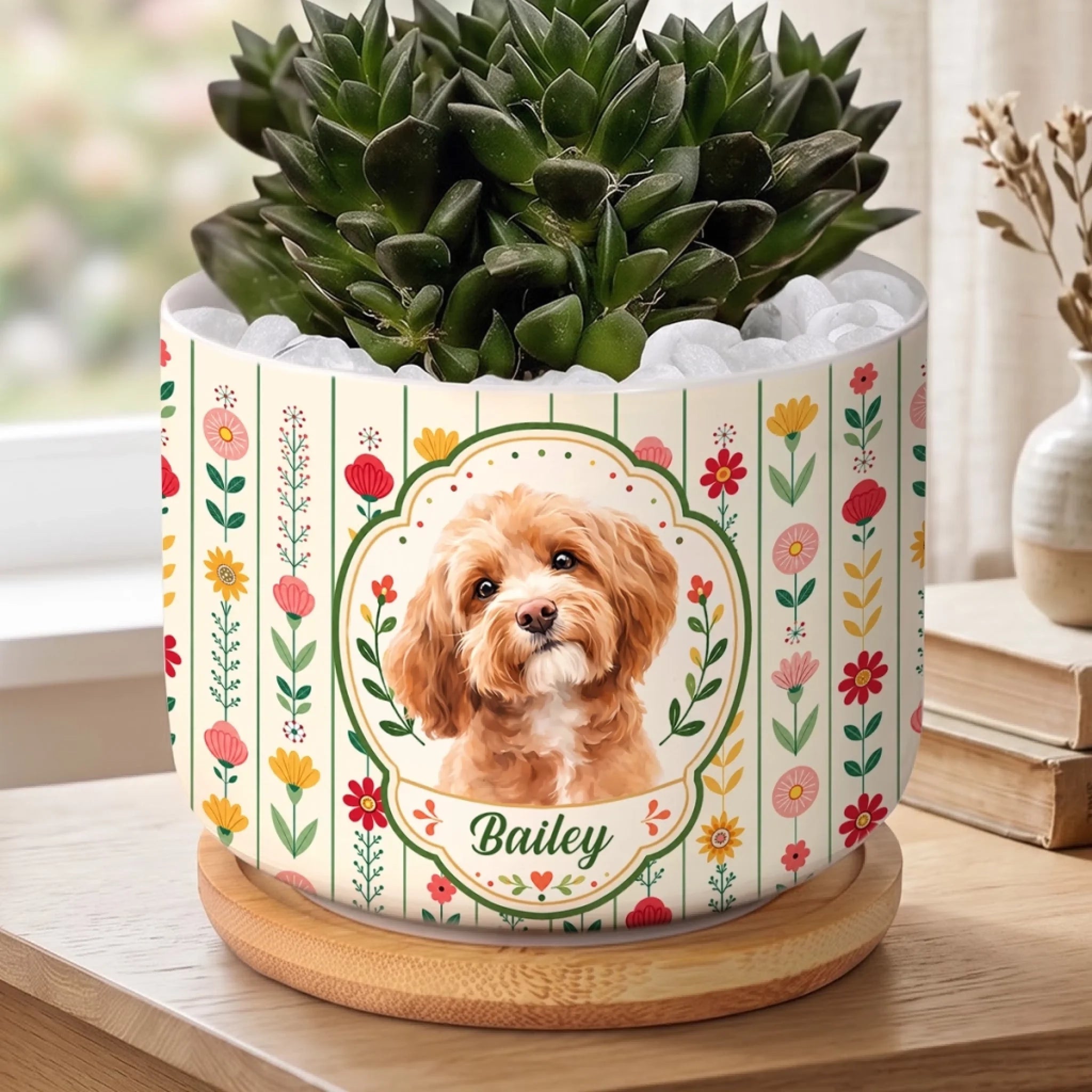 Custom Photo Ceramic Plant Pot Personalized Pet Memorial Sympathy Gift for Dogs and Cats