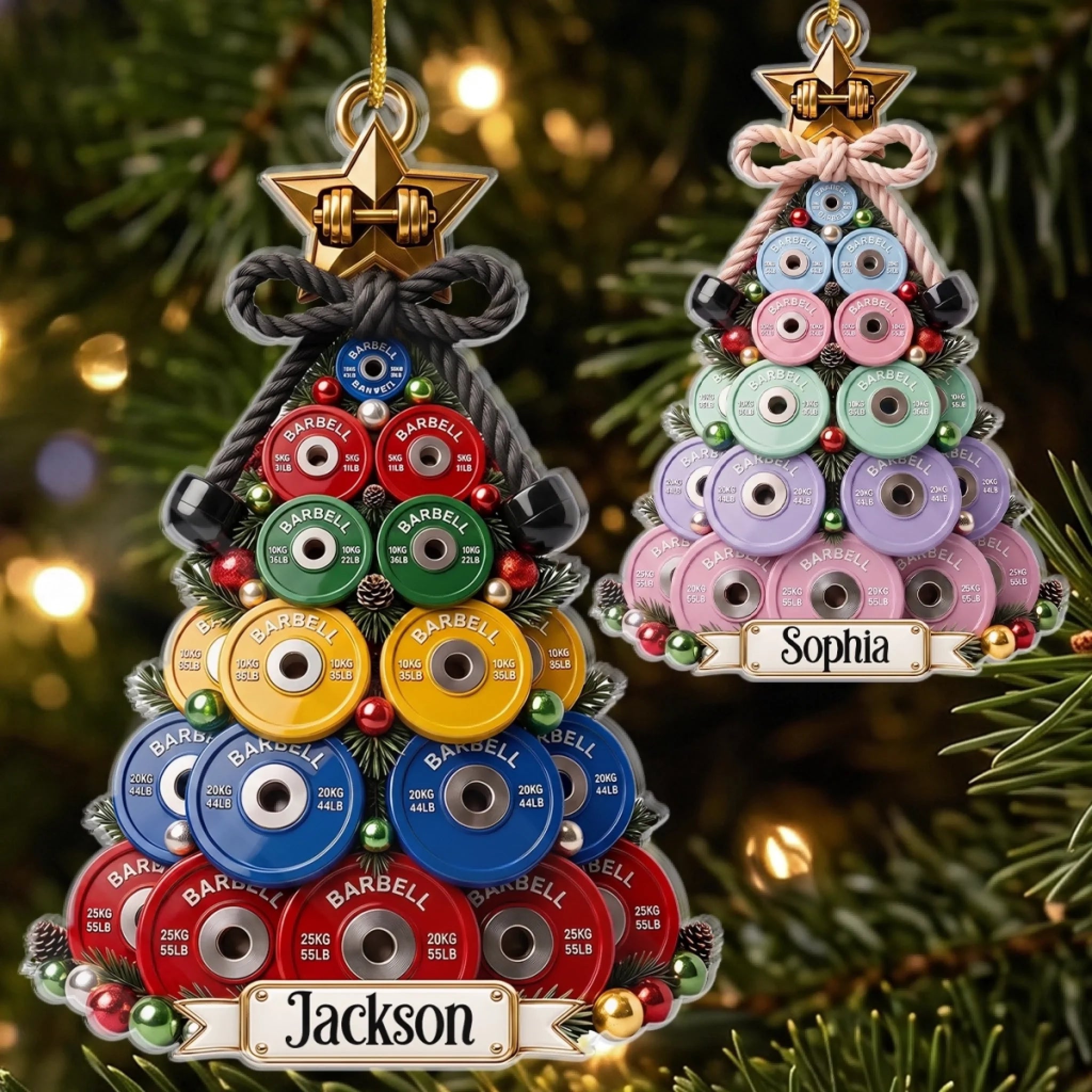 Custom Acrylic Ornament Personalized Christmas Gym Gift for Him Her Brother Sister Strong Mind Strong Spirit