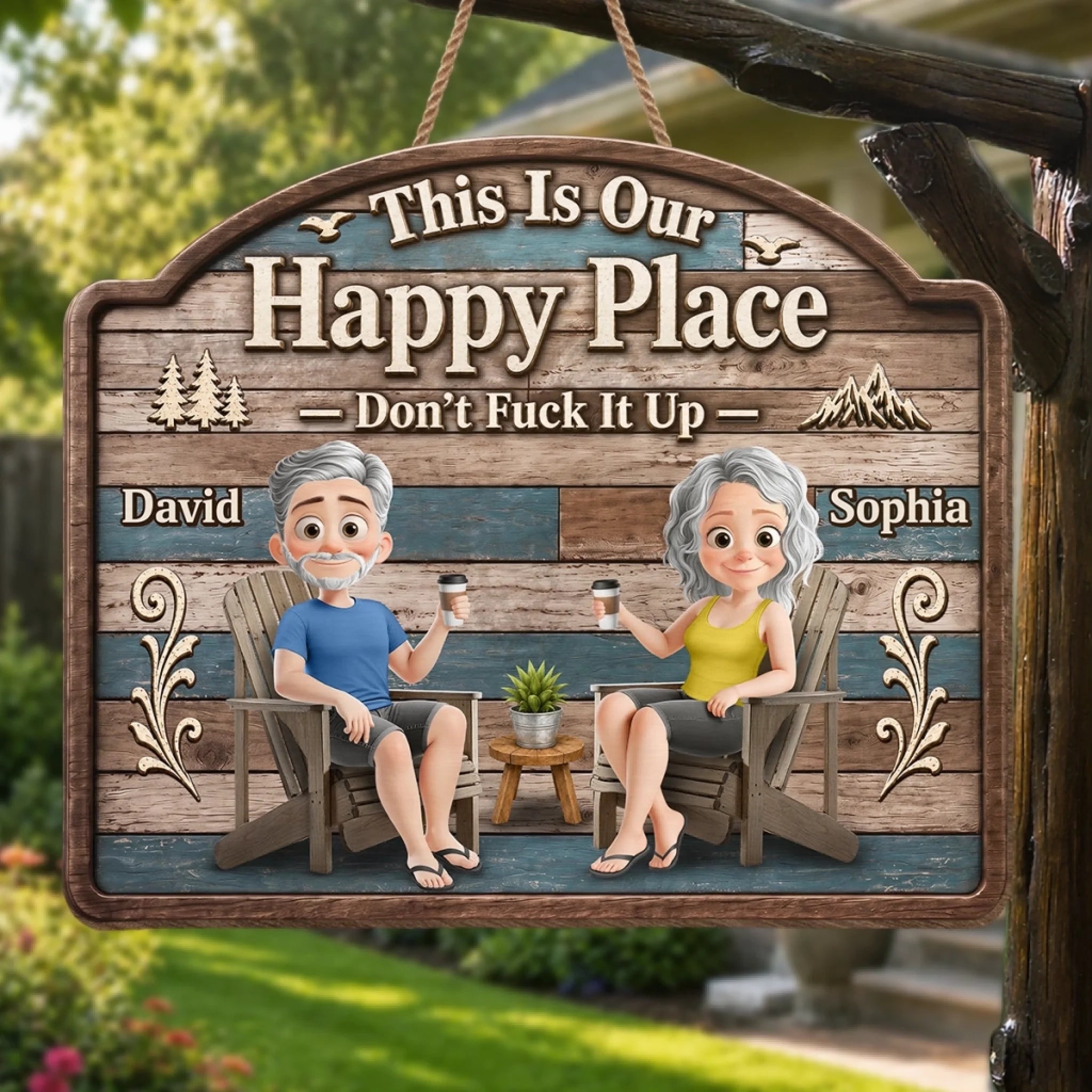 Personalized Sweet Wooden Retreat Wood Sign, Summer Vacation Travel Gift for Husband and Wife