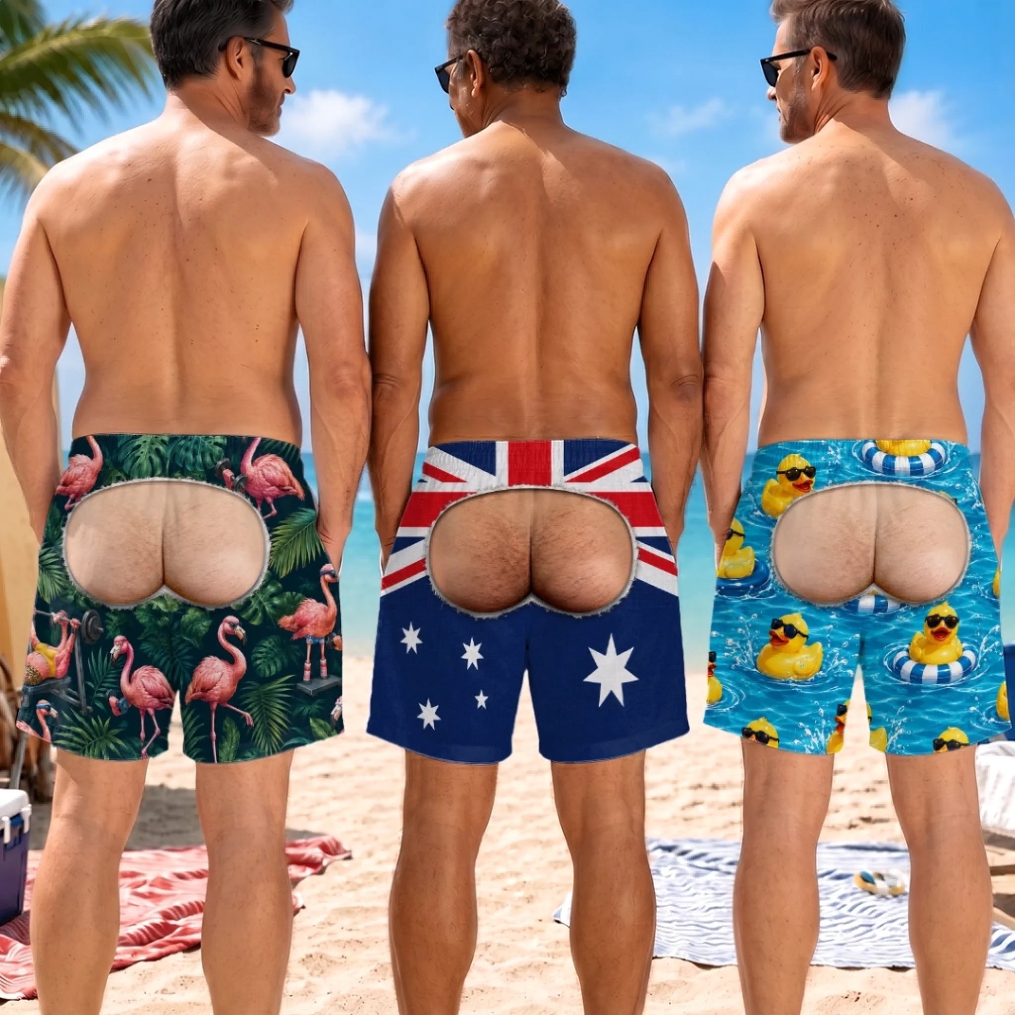 Custom Funny Men Swim Trunks Personalized Beach Shorts for Summer Vacation Gifts Bottoms Up