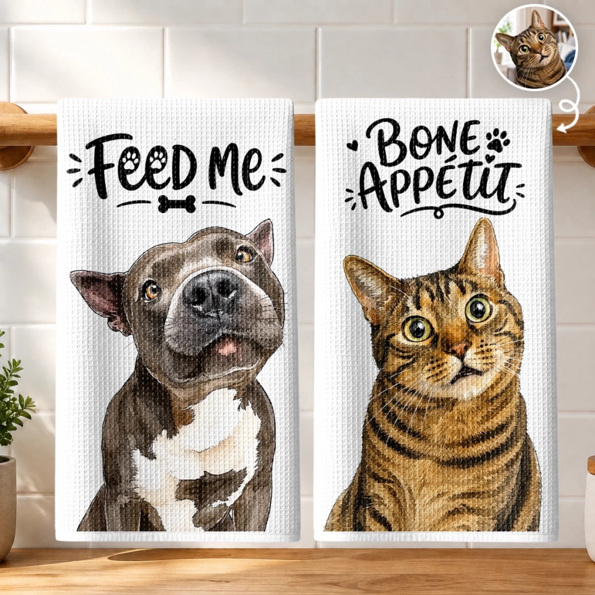 Custom Photo Kitchen Towel Personalized Birthday Gift for Dog Cat Lovers Dog Moms Dads and Cat Owners