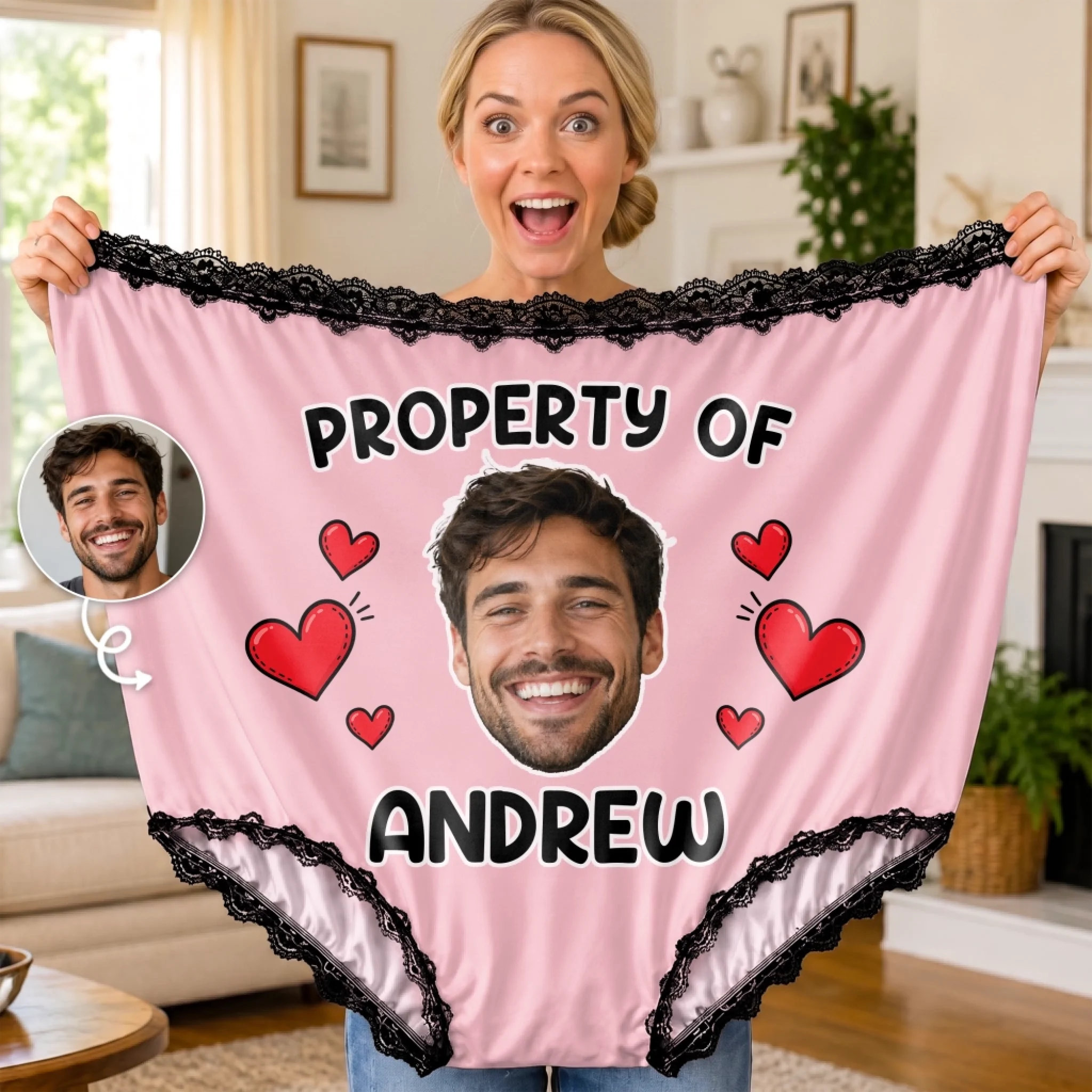 Custom Photo Granny Panties, Personalized Anniversary or Wedding Gift for Husband and Wife