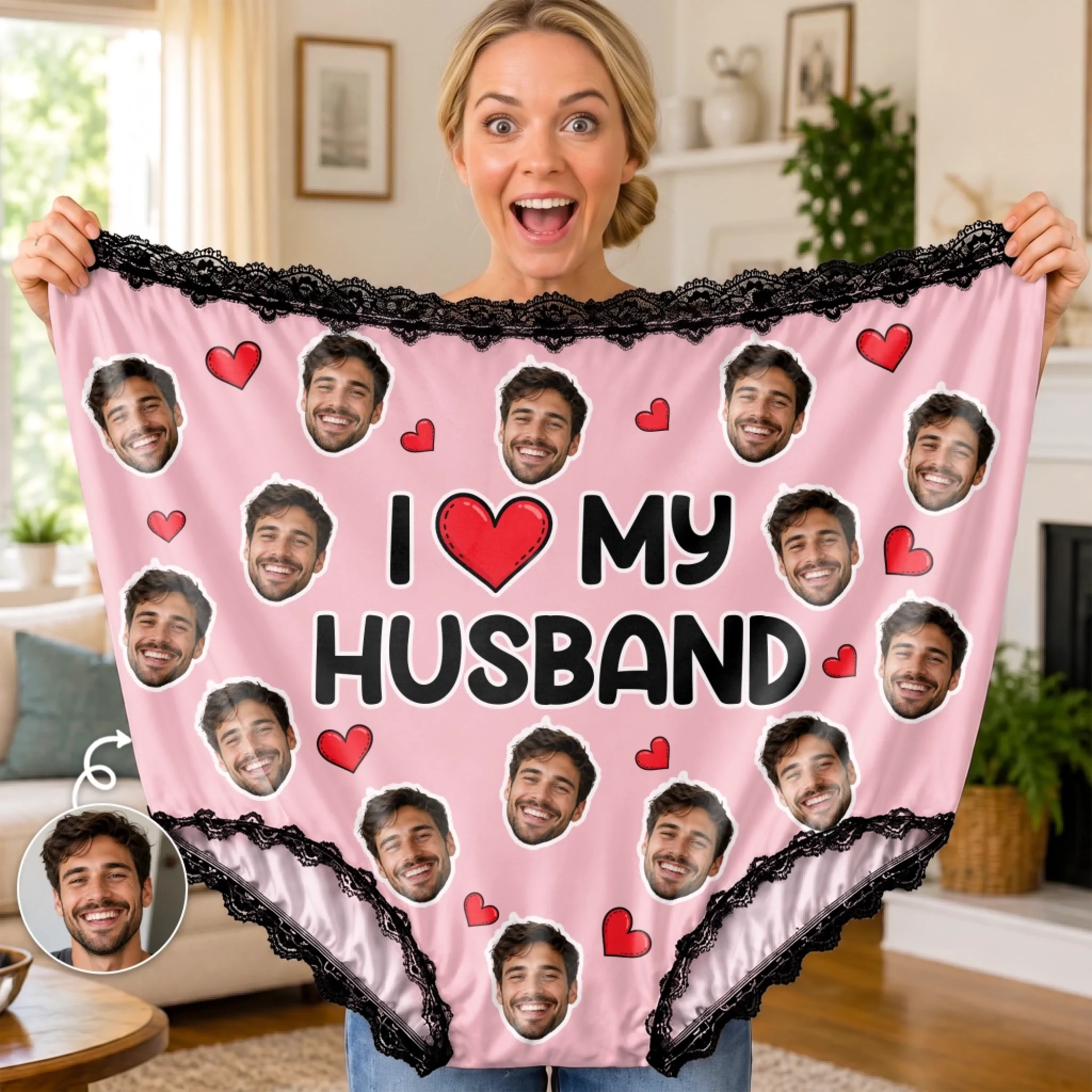 Custom Photo Granny Panties, Personalized Anniversary or Wedding Gift for Husband and Wife