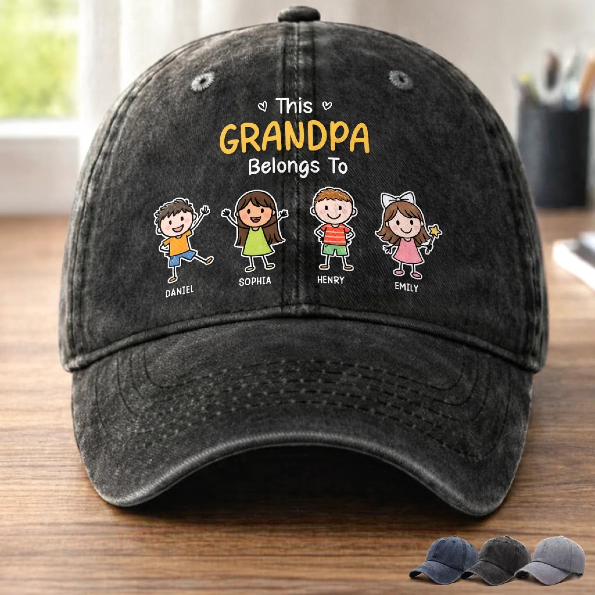 Custom Washed Baseball Cap Personalized Birthday Gift for Husband Dad Grandpa Son Brother