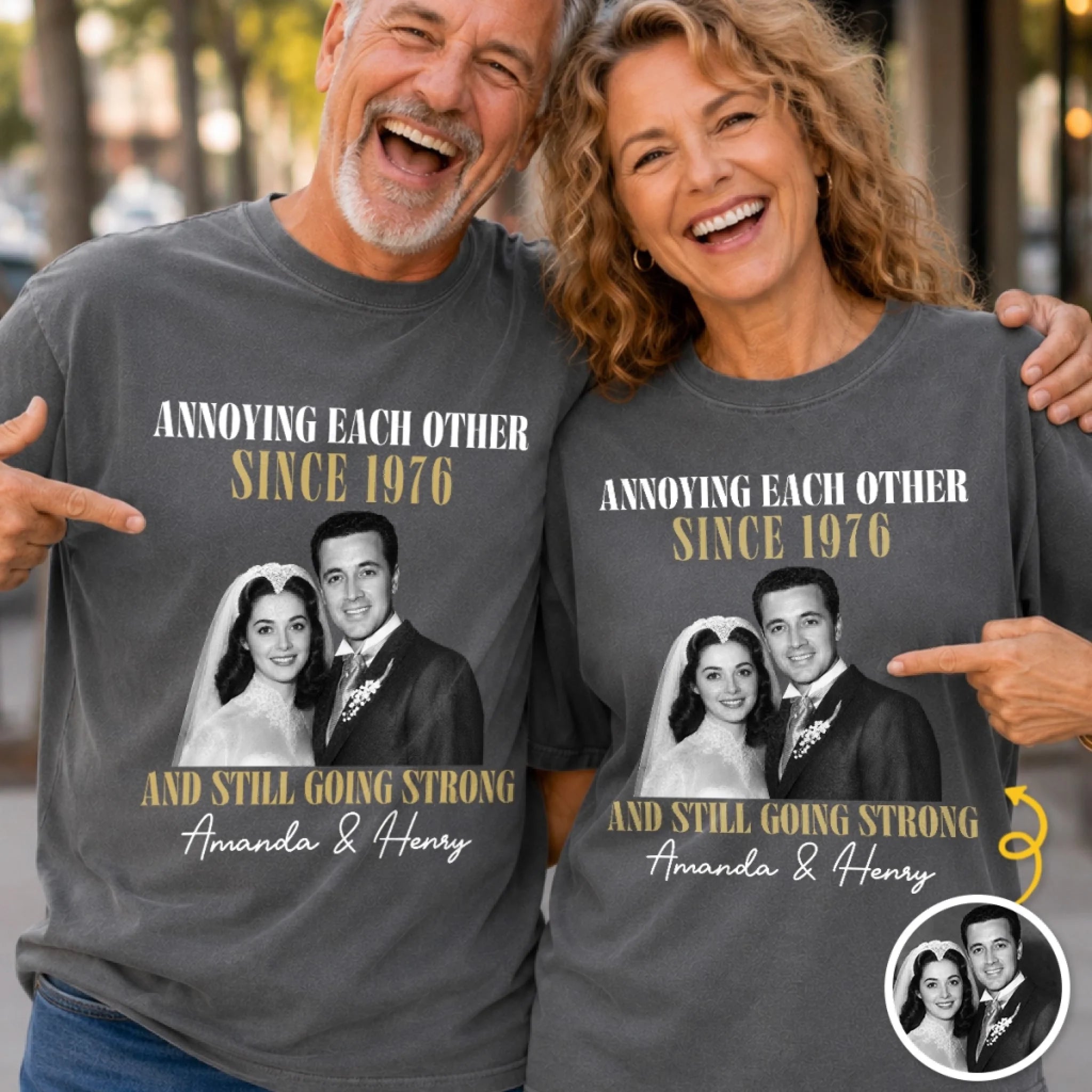 Custom Photo Comfort T-Shirt Personalized Anniversary Wedding Gift for Husband Wife Couples