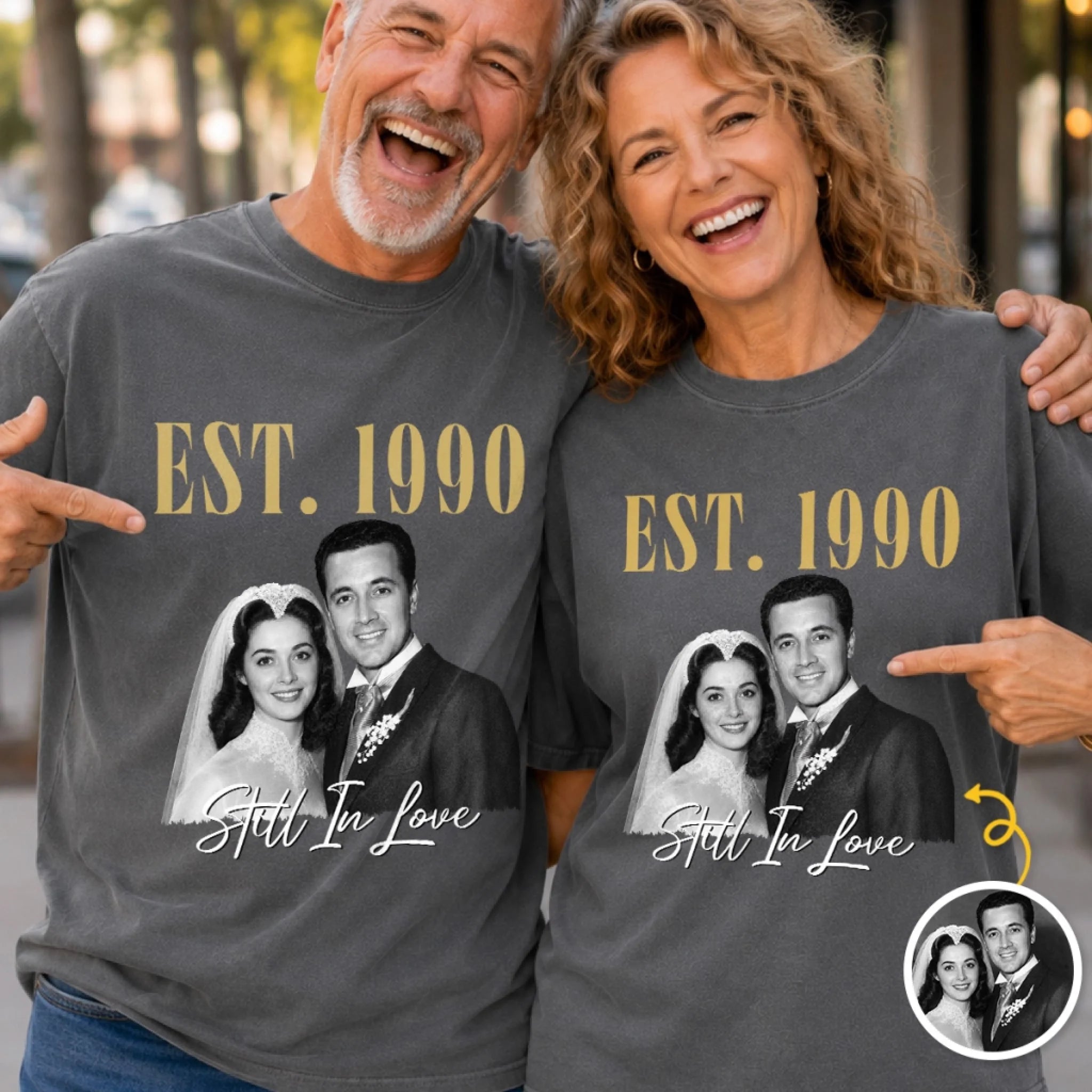 Custom Photo Comfort T-Shirt Personalized Anniversary Wedding Gift for Husband Wife Him Her