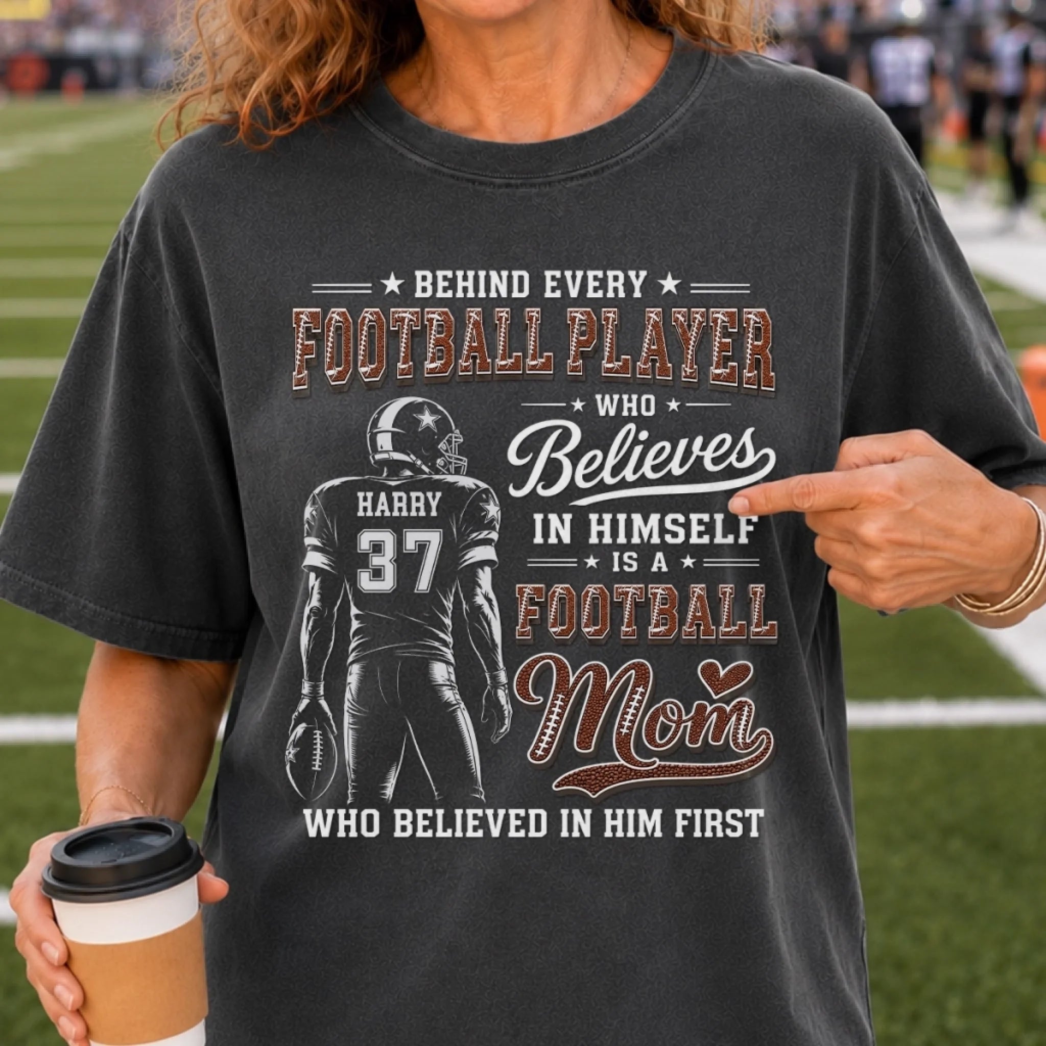 Custom America Football Comfort T-Shirt, Personalized Birthday Gift for Mom, Dad and Game Day Fans