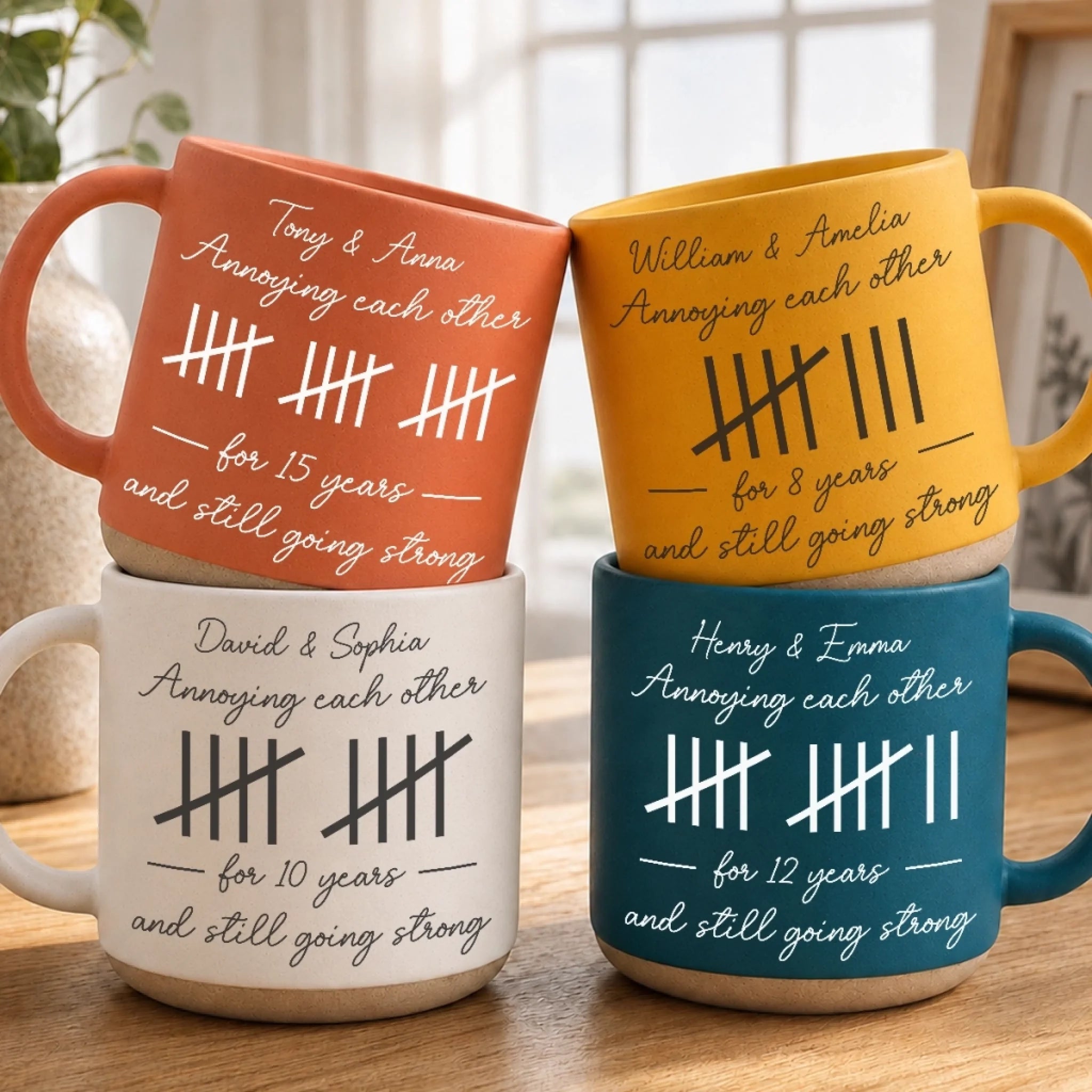 Custom Pottery Mug for Couples, Personalized Forever Annoying Together Anniversary Wedding Gift